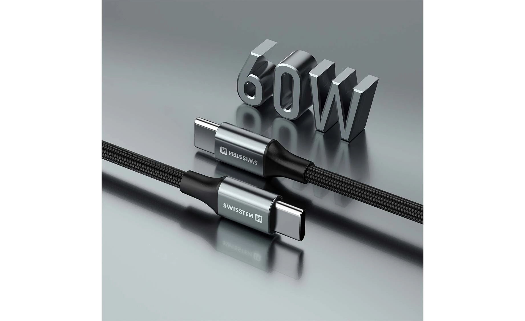 Swissten SWT 71528203 USB-C/USB-C kabel , 1.5m , crno-sivi
