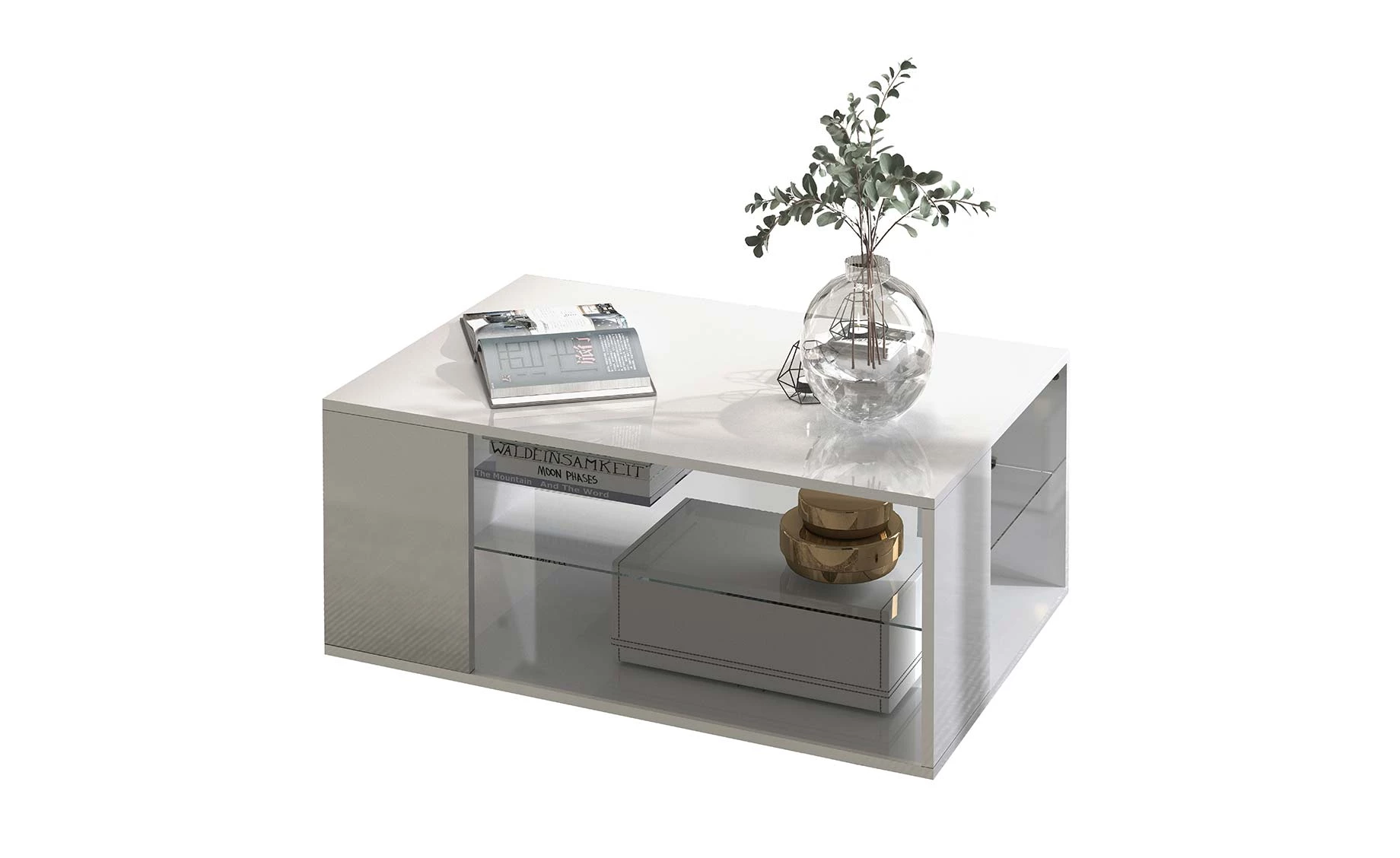 Wallis klub sto sa policom 90x60x40 cm belo visoki sjaj