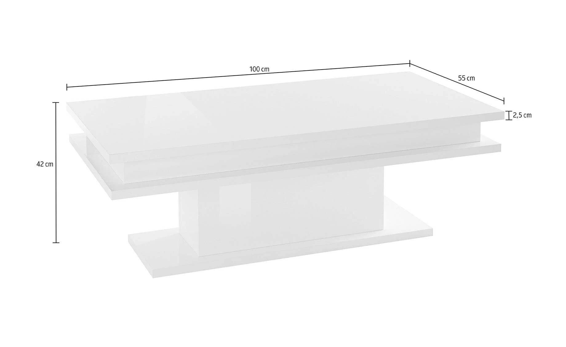 Ward klub sto 100X55X42 cm belo visoki sjaj