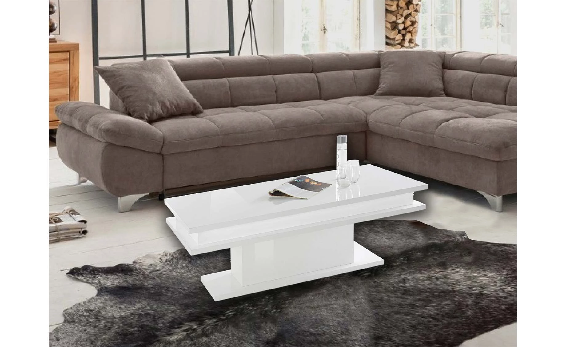 Ward klub sto 100X55X42 cm belo visoki sjaj