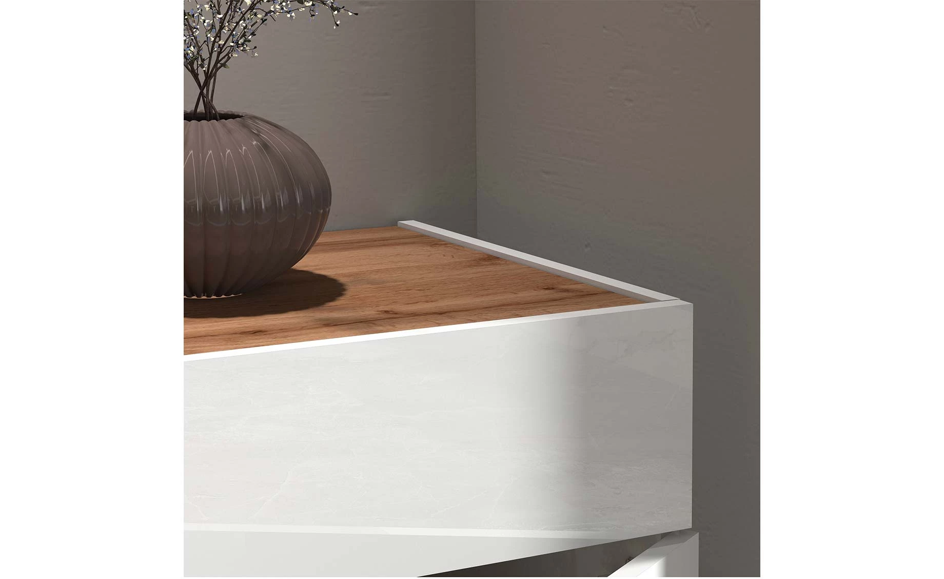 Garda komoda 2 vrata +1 fioka 80x35x70 cm bela visoki sjaj/hrast