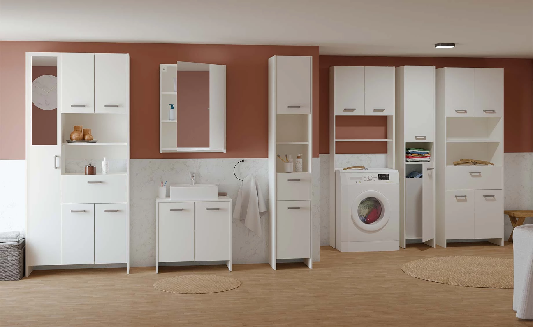  Coralie visoki ormar 2 vrata + 1 fioka 34x33x185 cm beli