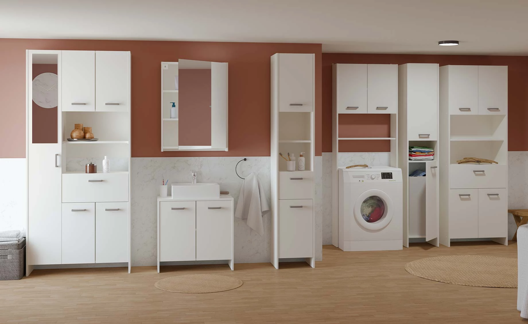 Coralie visoki ormar 4 vrata + 1 fioka 64x33x185 cm beli