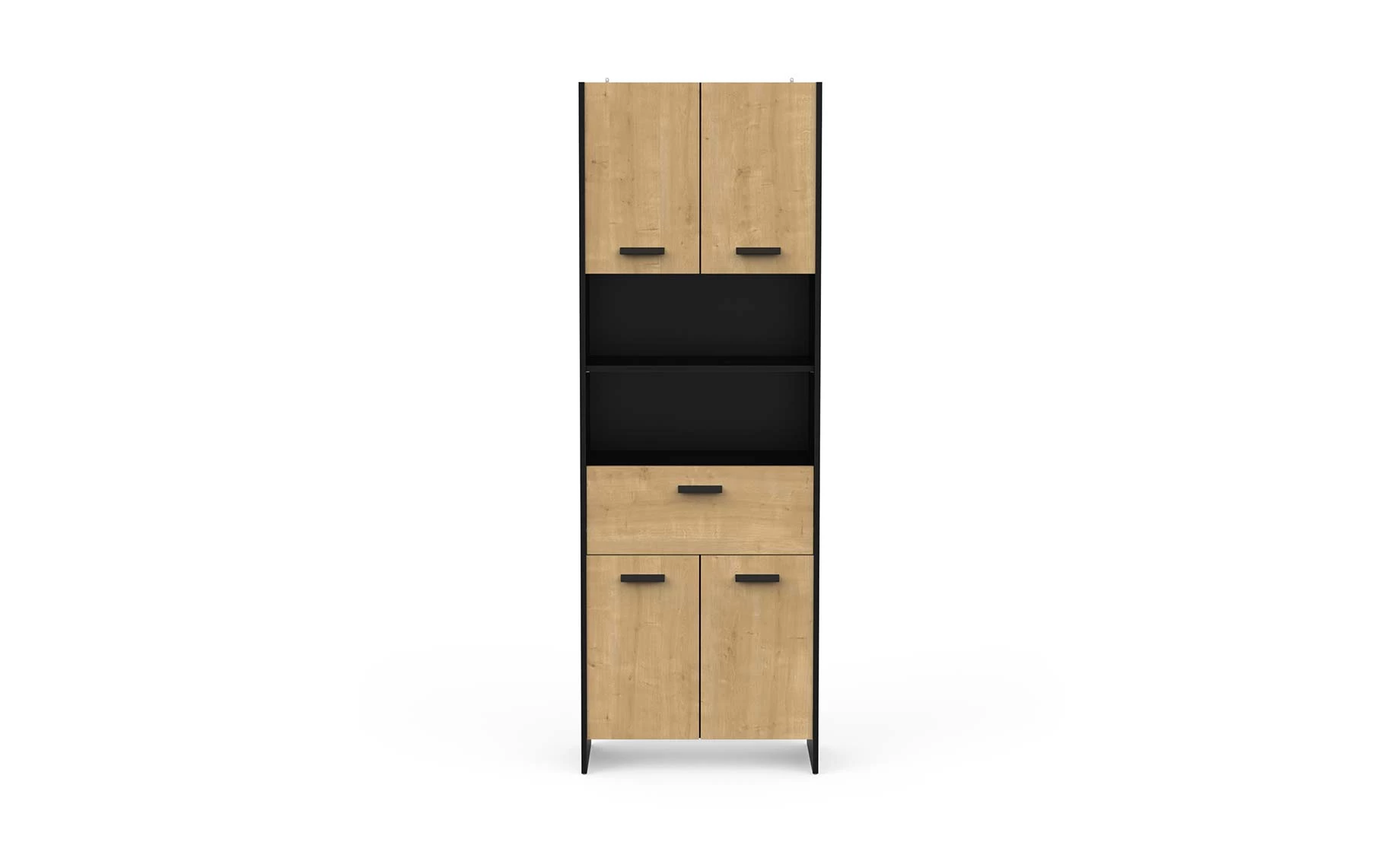 Marina visoki ormar 4 vrata + 1 fioka 64x33x185 crno/natur