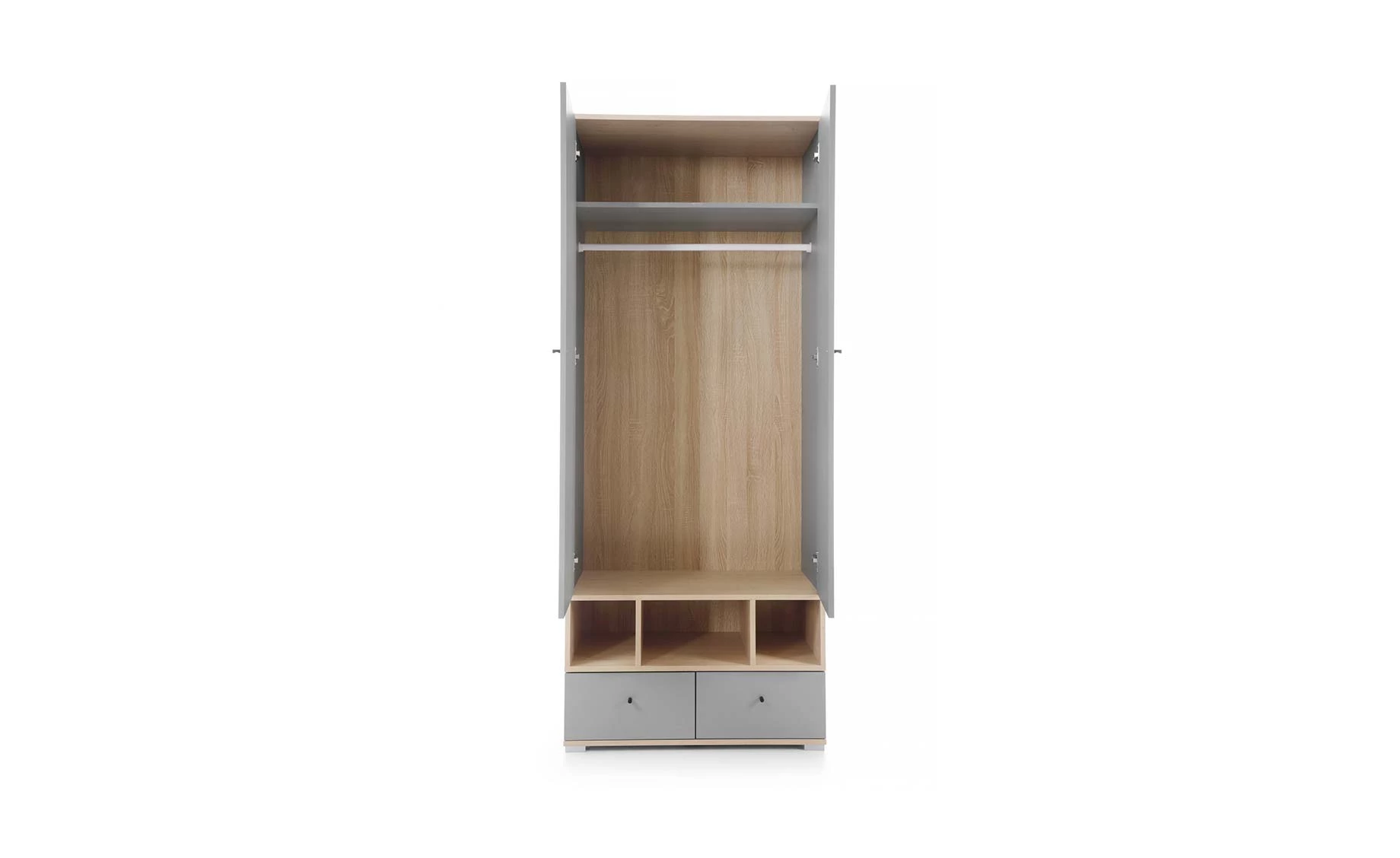 Oro ormar 2 vrata + 2 fioke + 3 police 80x50x195 cm natur/sivo