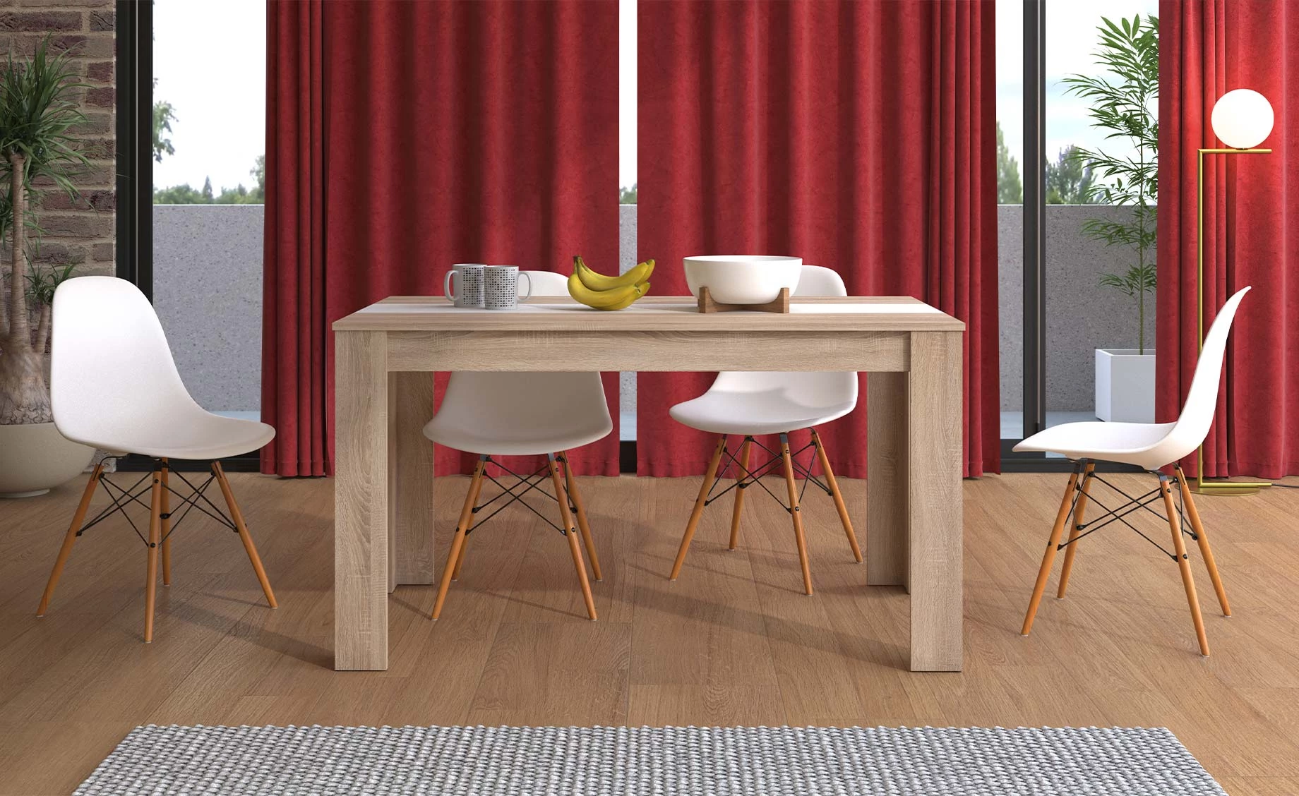 Domus stol 135x80x75cm natur/bijeli