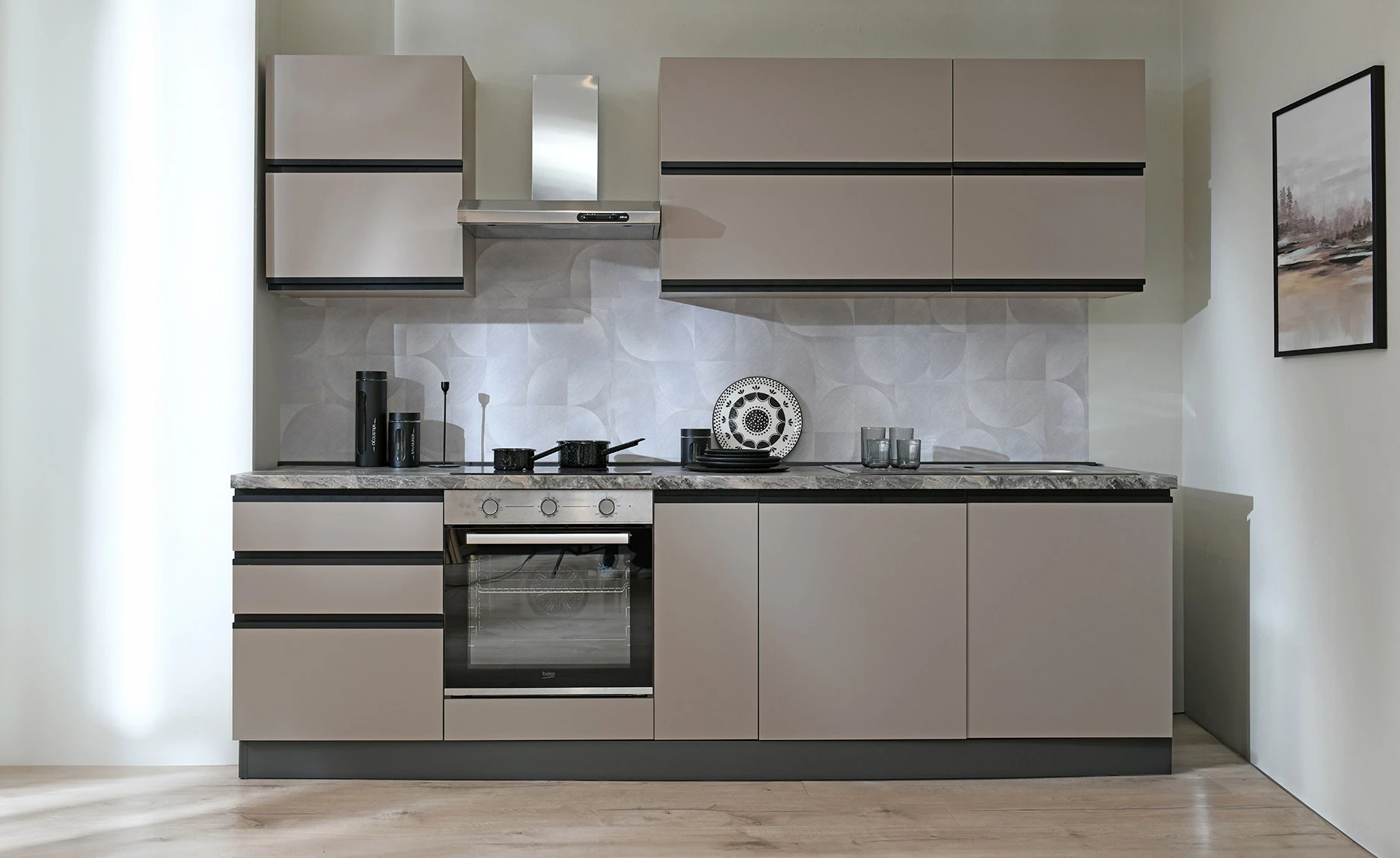 Ornella blok kuhinja sa aparatima 270x60x216 cm cappuccino / cappuccino mat