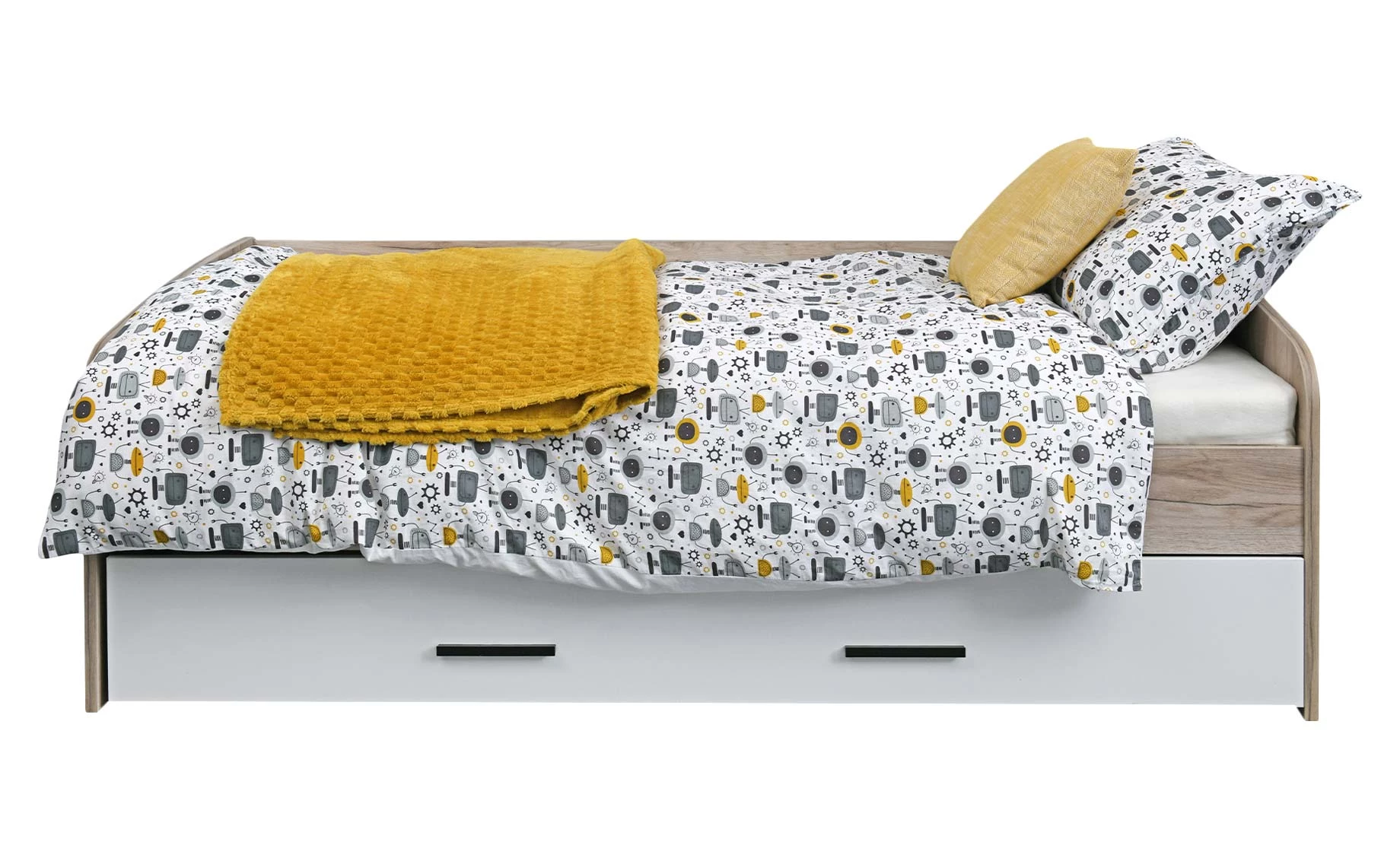 Marlee krevet bez podnice 96x205,5x66 cm hrast/bijela mat