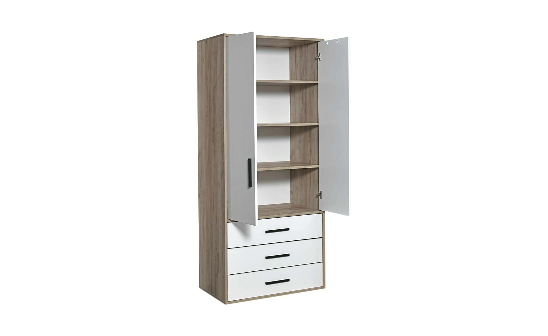 Marlee ormar 2 vrata + 3 ladice 84x56x198 cm hrast/bijela mat