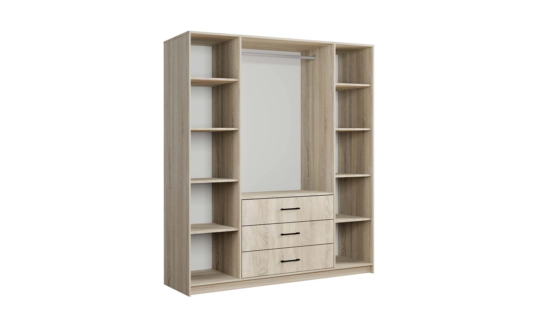 Belluno ormar 4 vrata + 3 fioke 200x58x200 cm sonoma/ogledalo