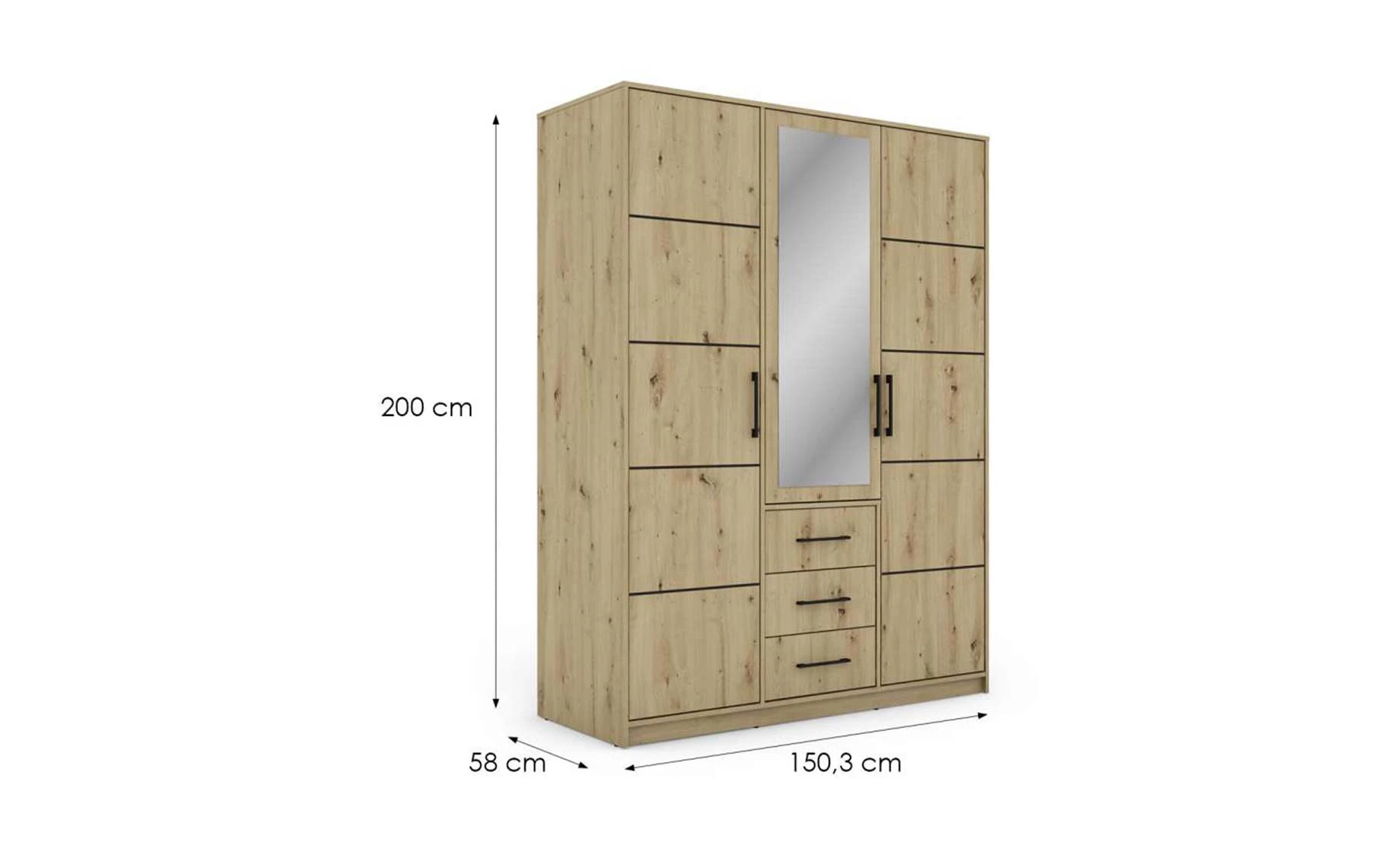  Bollate ormar 3 vrata + 3 fioke 150x58x200 cm artisan