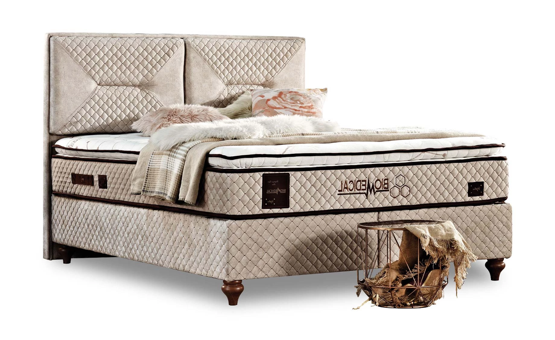 Bio medical boxspring krevet 156x209x113,5 cm bež