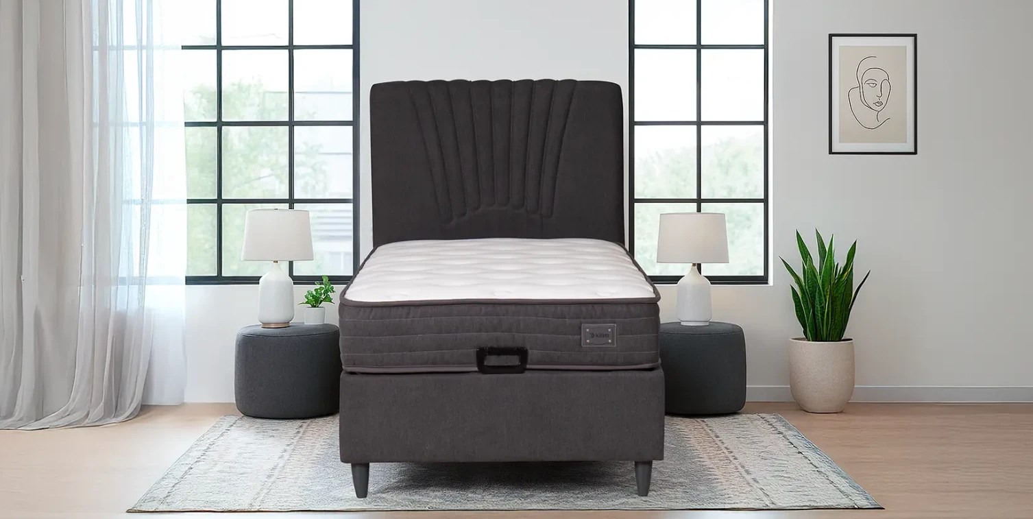 Venti boxspring krevet 122x209x111 cm sivi