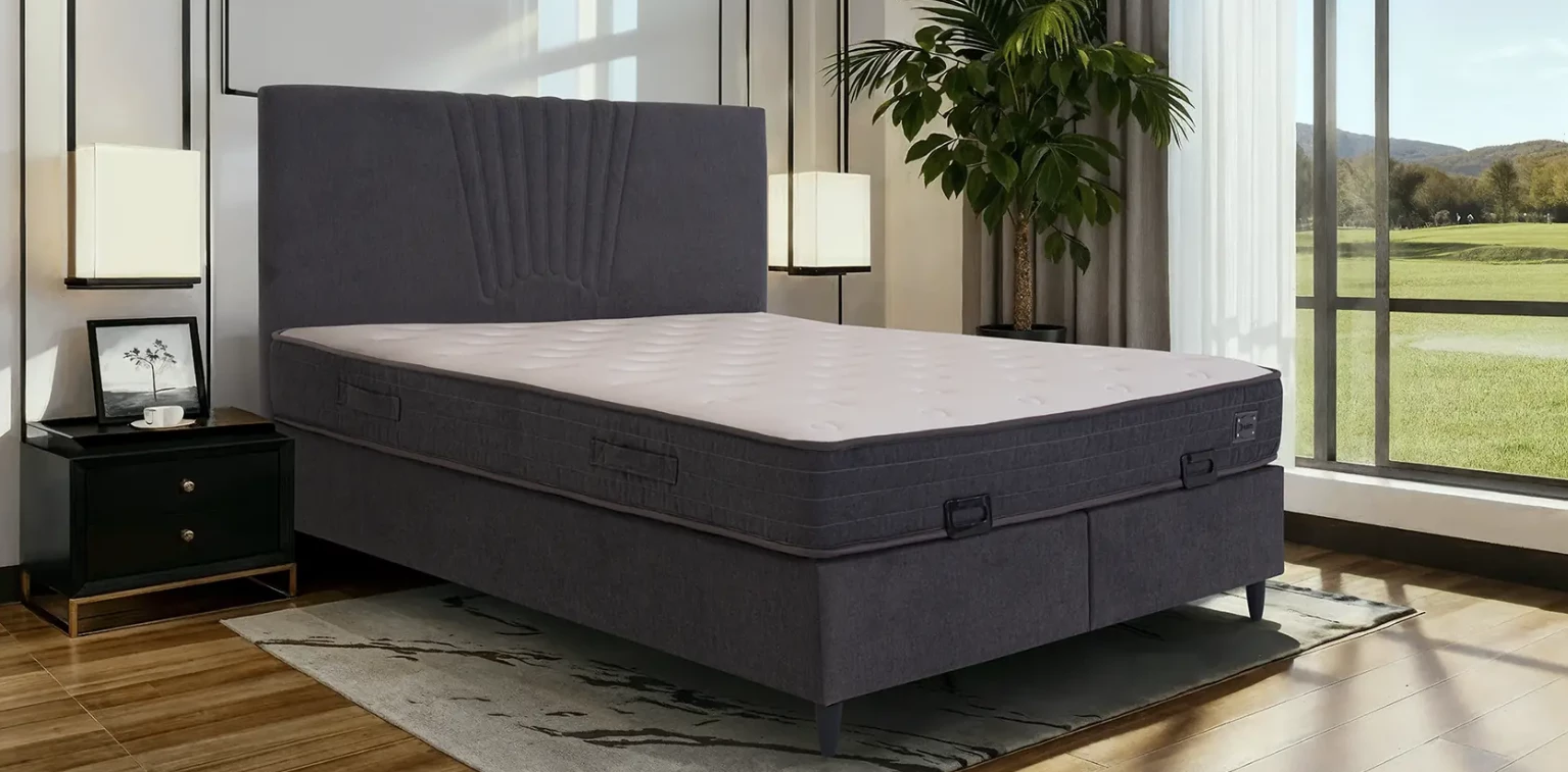 Venti boxspring krevet 142x199x111 cm sivi