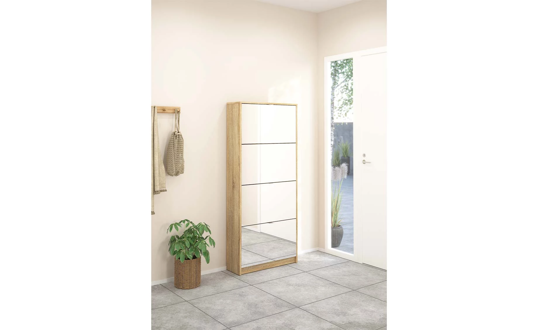 Shoes cipelarnik 4 vrata/ogledalo 70,3x24,5x162 cm natur