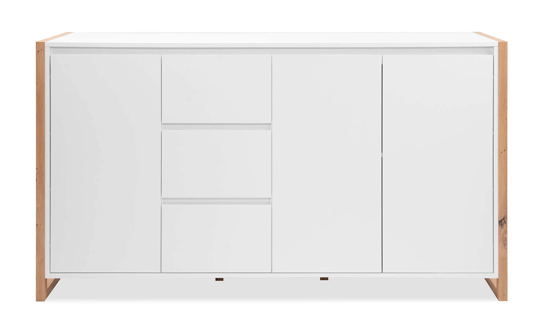 Denver komoda 3 vrata + 3 fioke 160x40x88 cm bela/artisan hrast