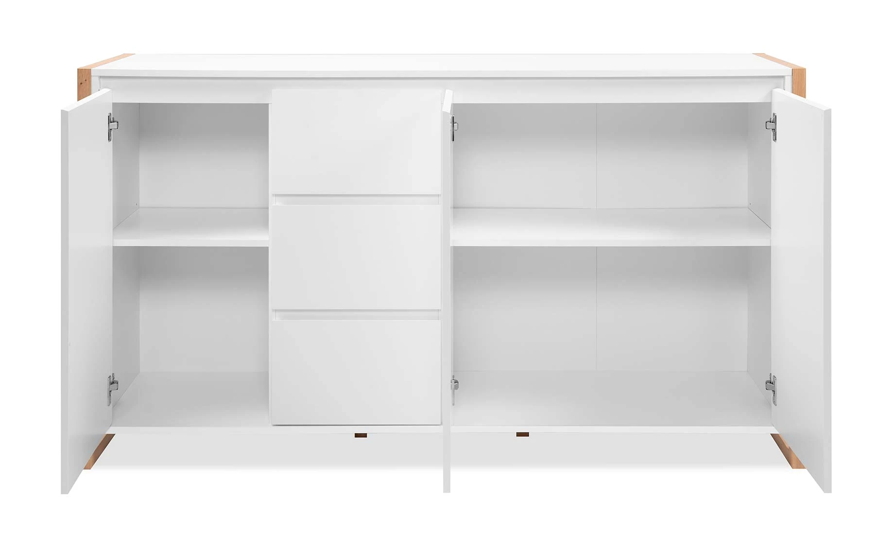 Denver komoda 3 vrata + 3 fioke 160x40x88 cm bela/artisan hrast