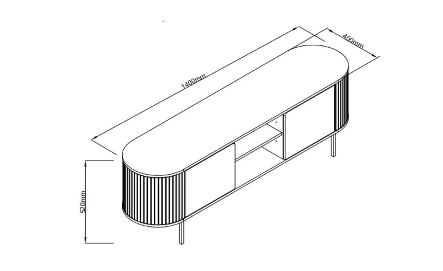 Fabia tv komoda 2 vrata + polica 140x40x52 cm travertin