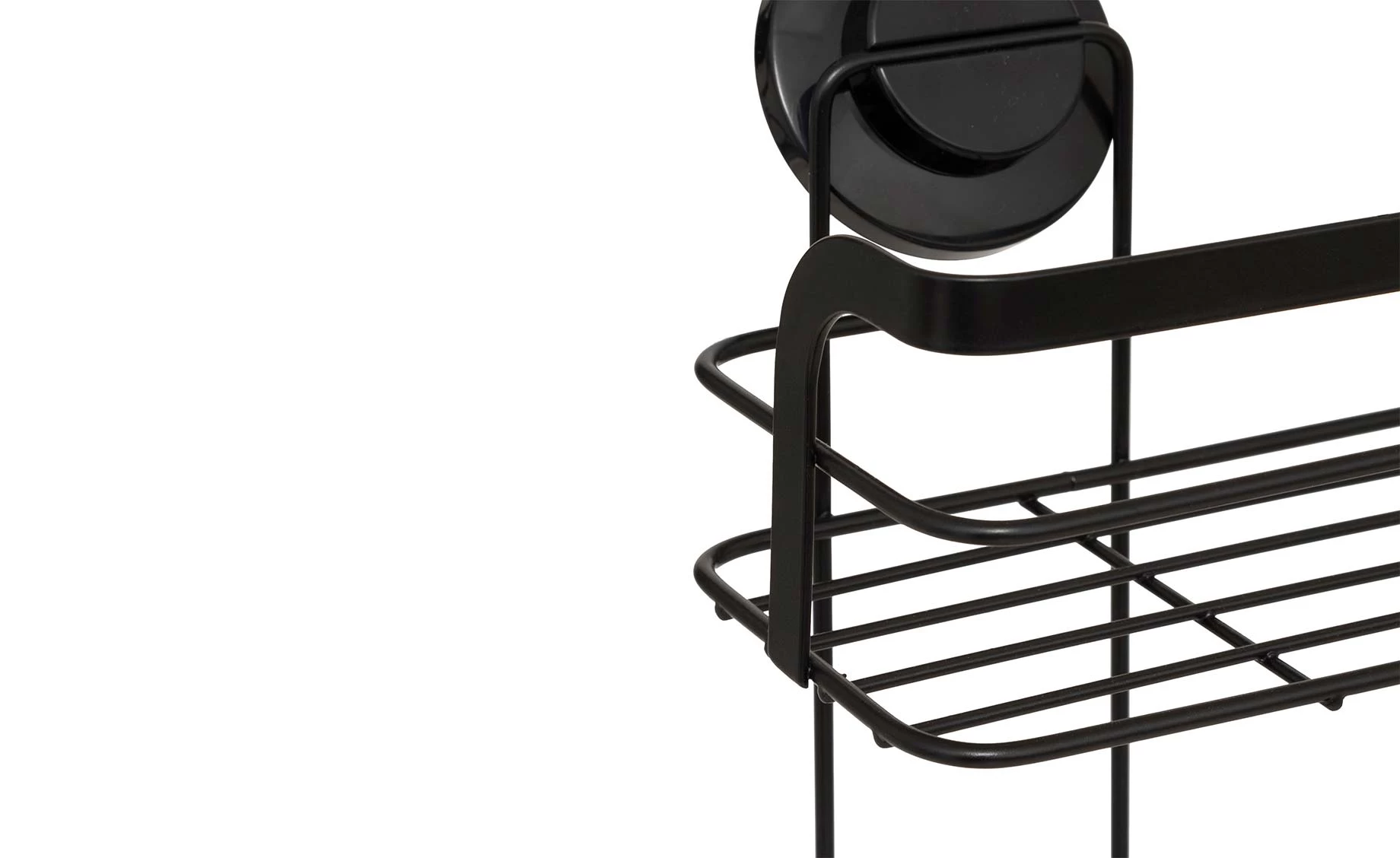 Kupatilski stalak za tuš sa 2 korpe na vakuum Venterra 25,5x12x34cm crni