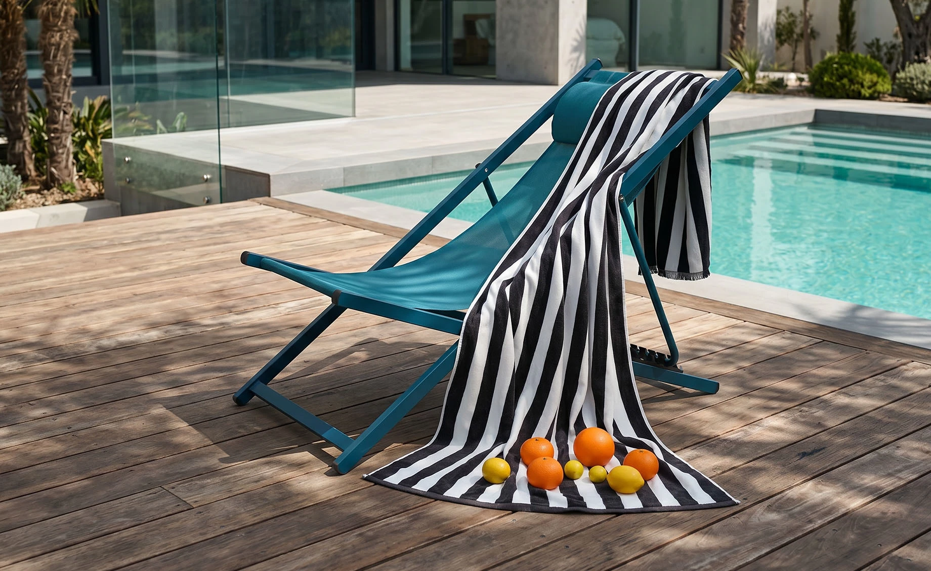 Riviera preklopna ležaljka s jastukom 5 pozicija 60x94x92 cm tirkiz