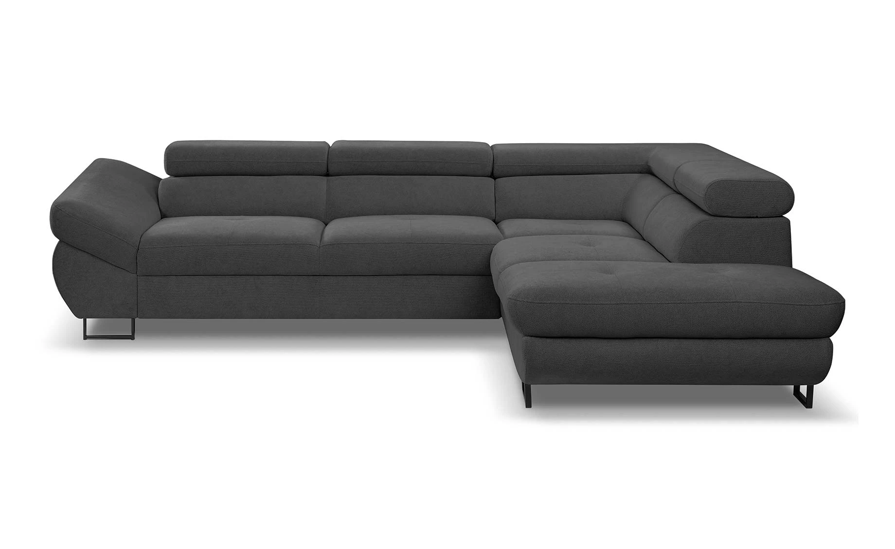 Fabio ugaona garnitura sa ležajem i prostorom za odlaganje 280x235x69/88 cm tamno siva desna