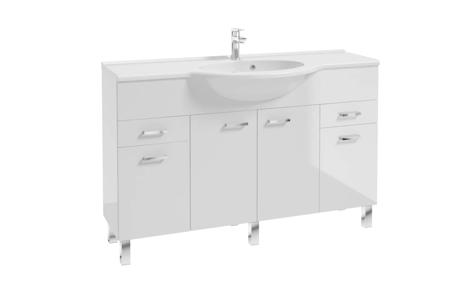 Mea kupatilska baza sa umivaonikom 4 vrata + 2 fioke 130x52x83 cm bela v.sjaj