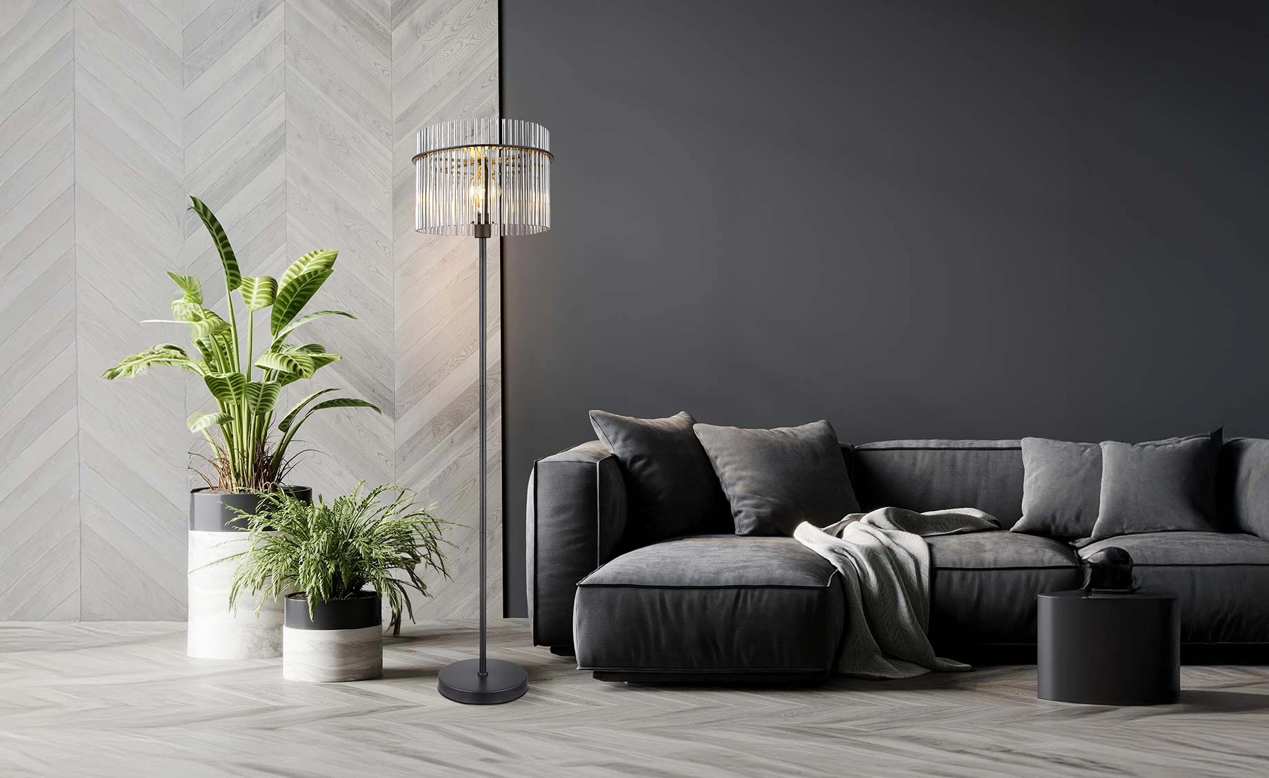 Podna lampa Gorely crna