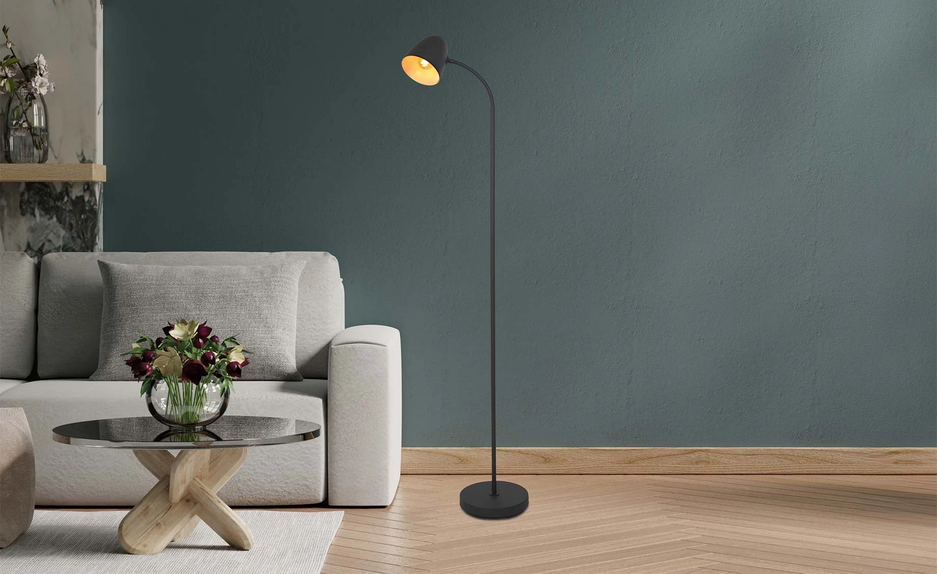 Podna lampa Jason crna