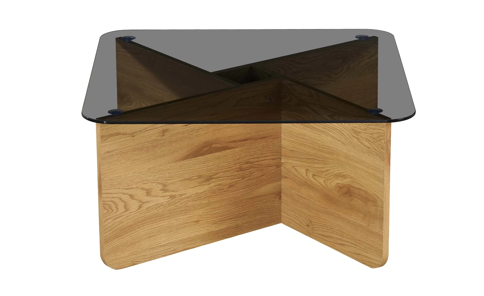 Odell klub sto 80x80x40 natur/tamno staklo