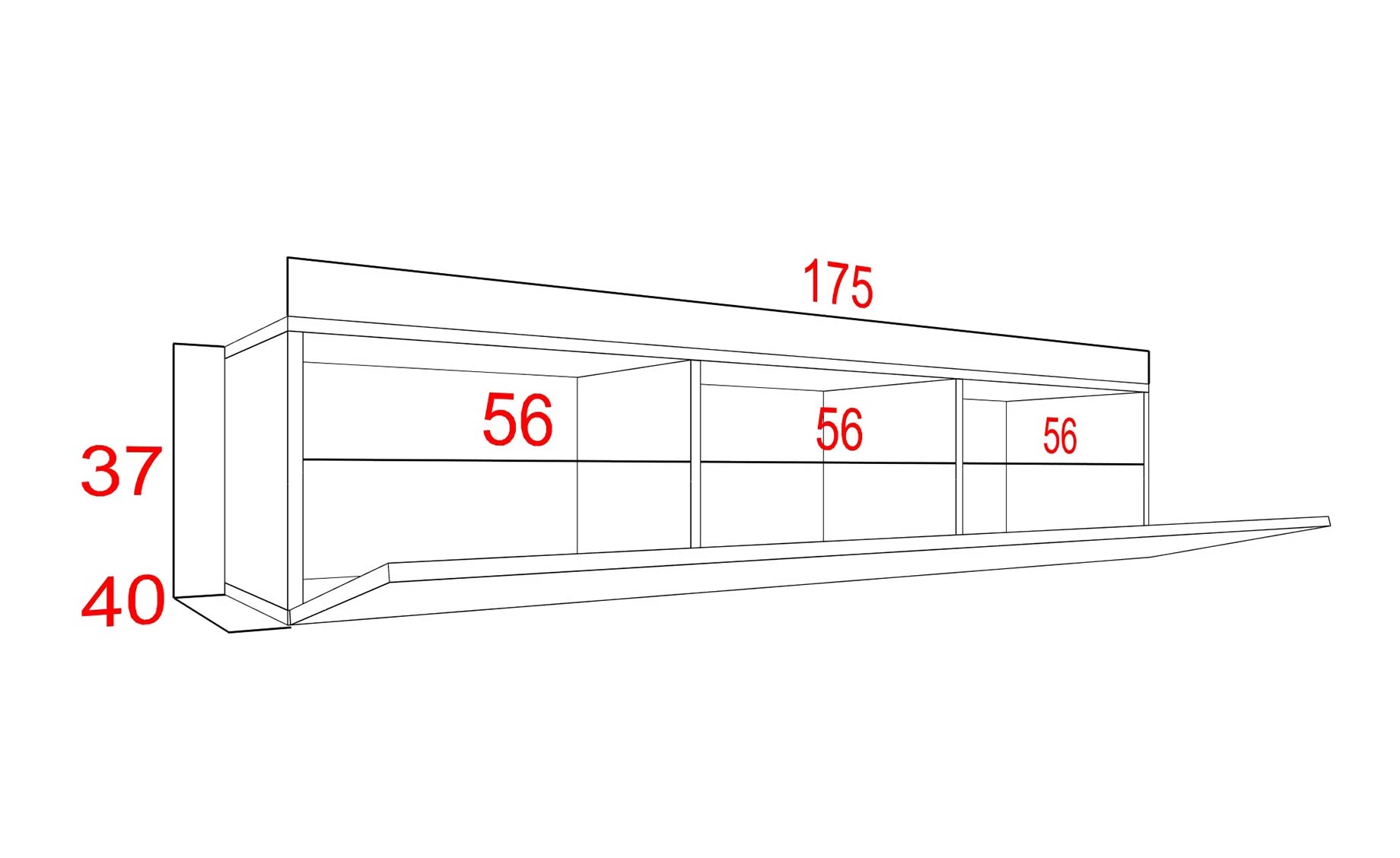 Izumi tv komoda 1 vrata 175x40x36,8cm crna