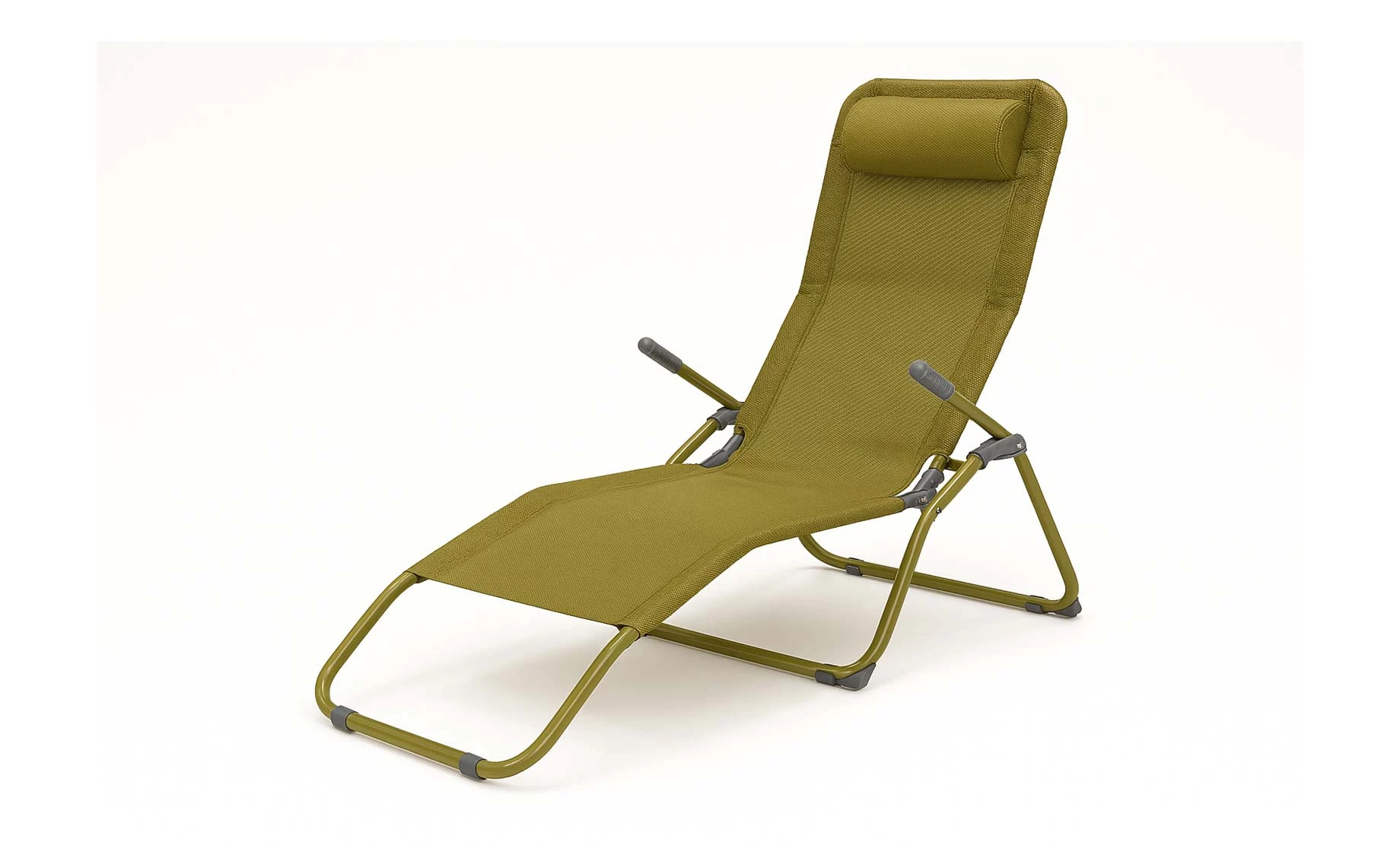 Vela metalna ležaljka s jastukom 60x135x95 cm maslinasto zelena