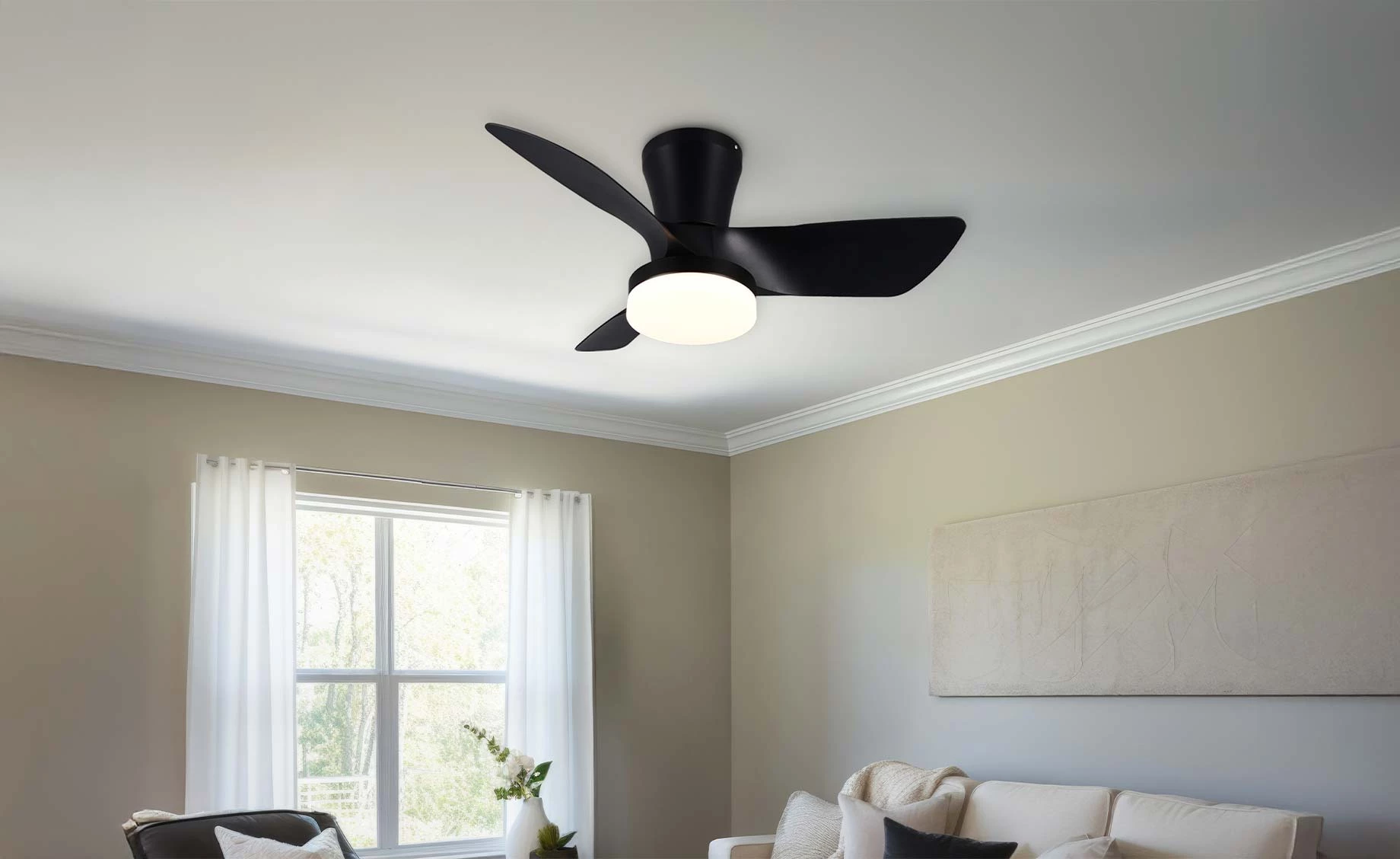 Stropni ventilator rowena led crni