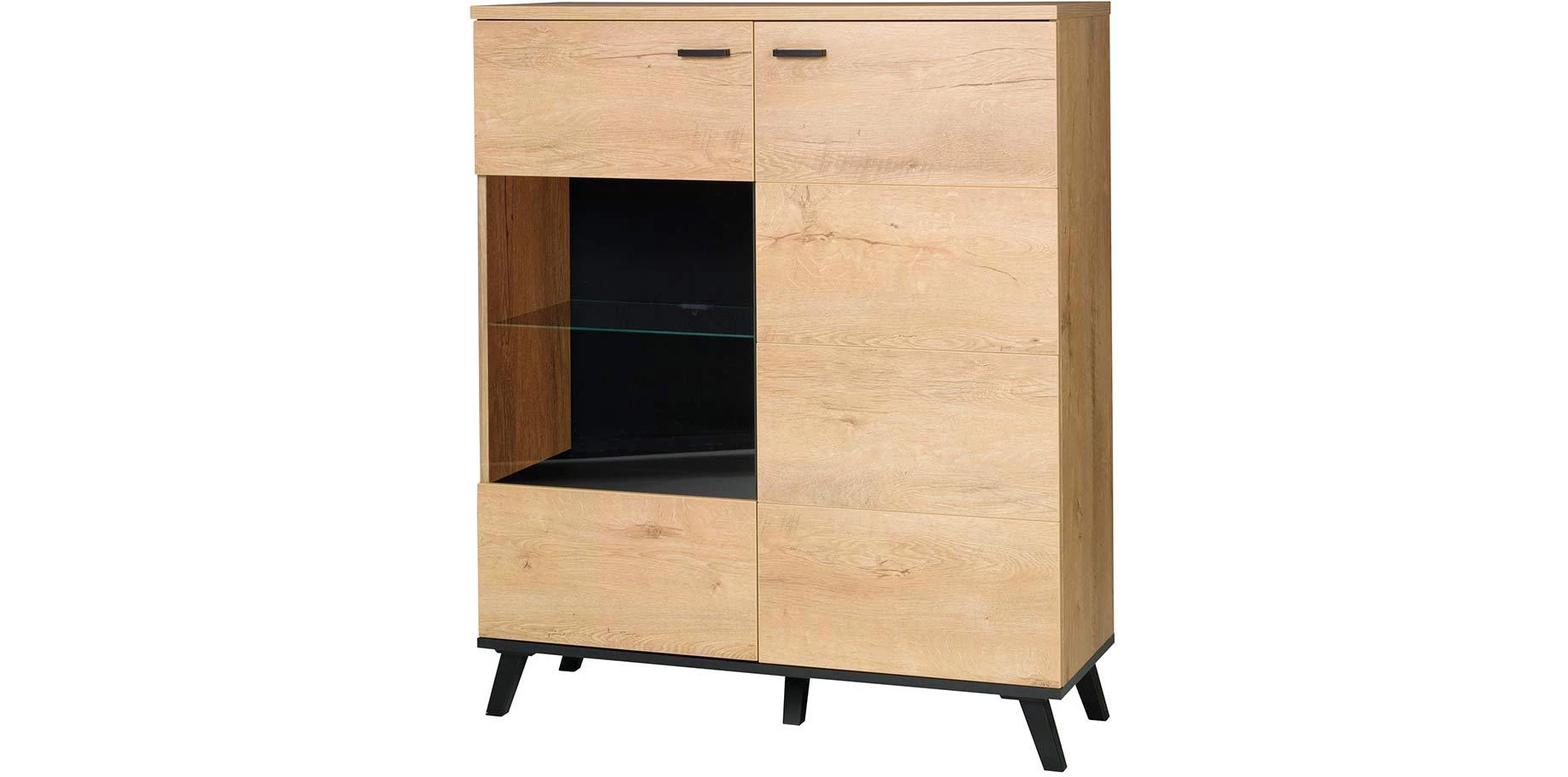John II vitrina 2 vrata 101x40x121 cm hrast/crna