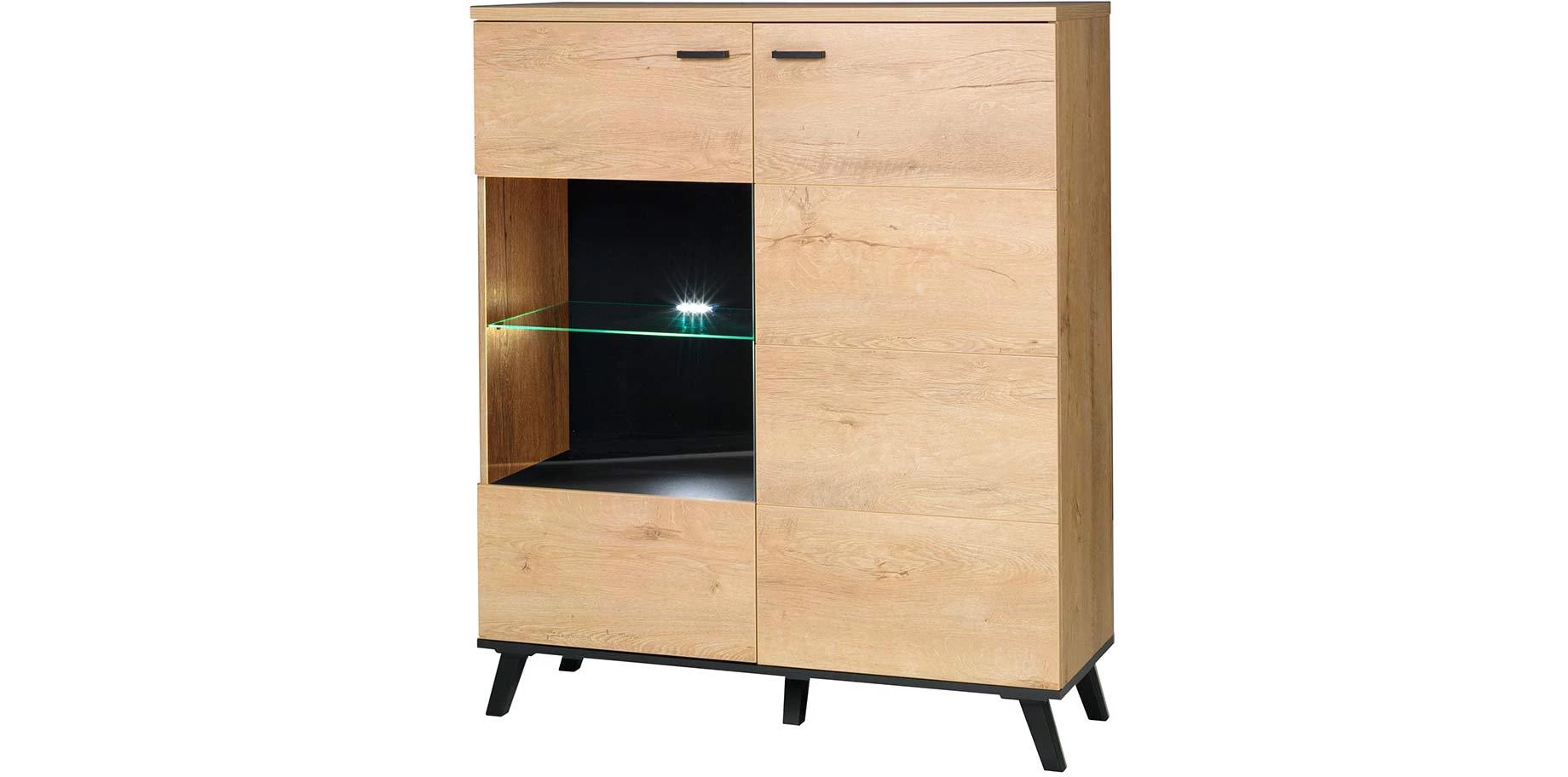 John II vitrina 2 vrata 101x40x121 cm hrast/crna