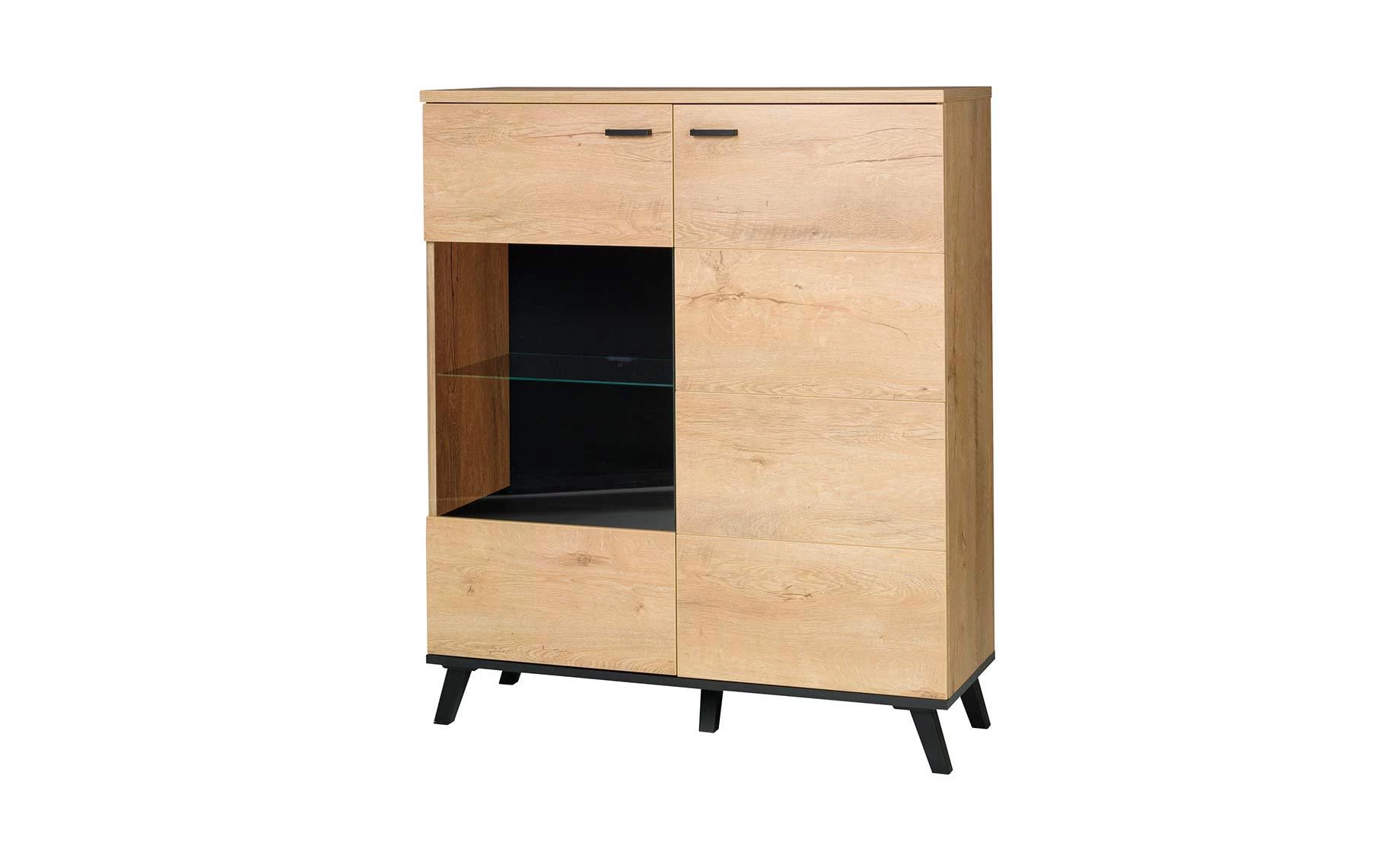 John II vitrina 2 vrata 101x40x121 cm hrast/crna