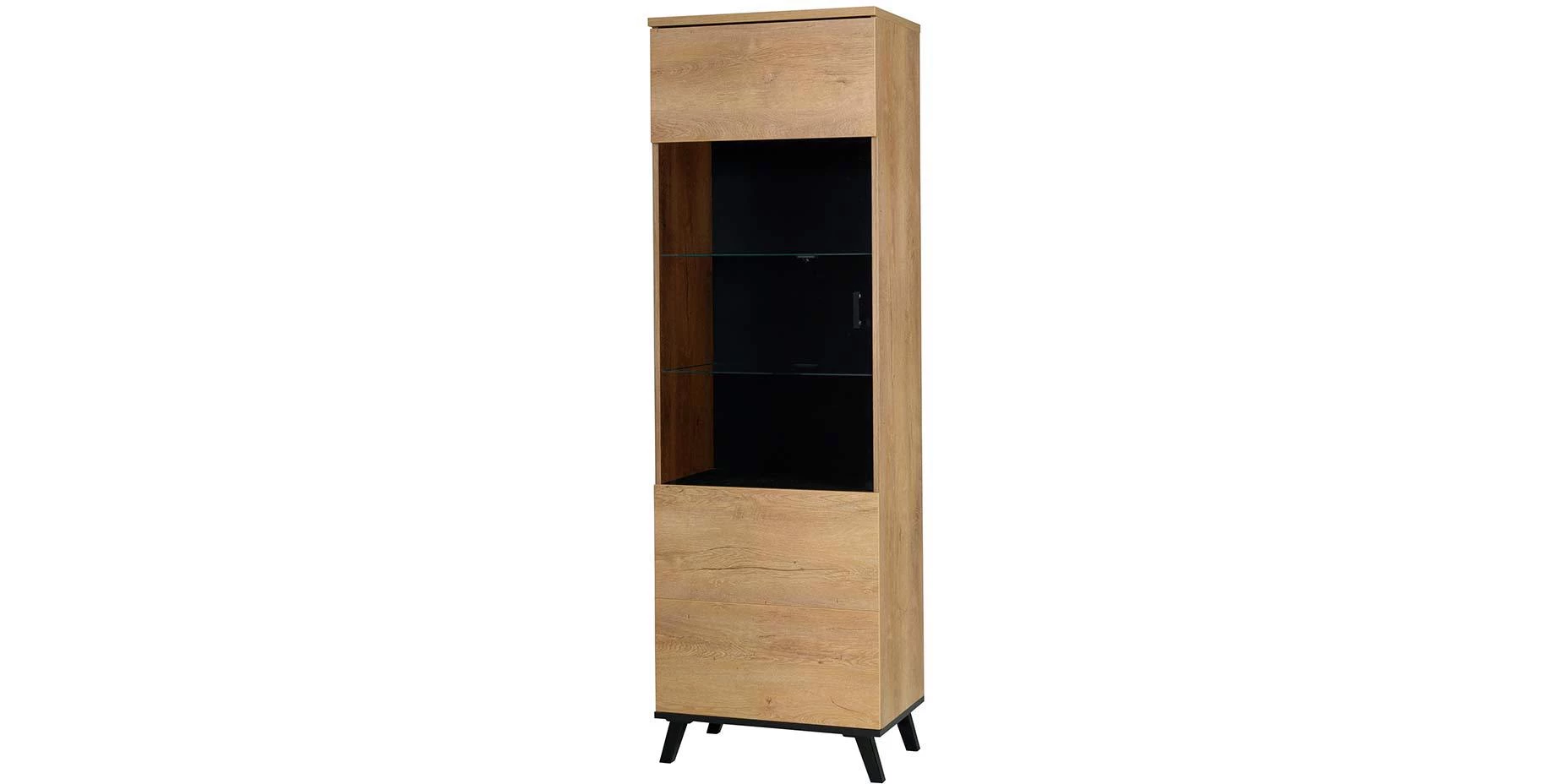 John II uska vitrina 1 vrata 61x42x191 cm hrast/crna