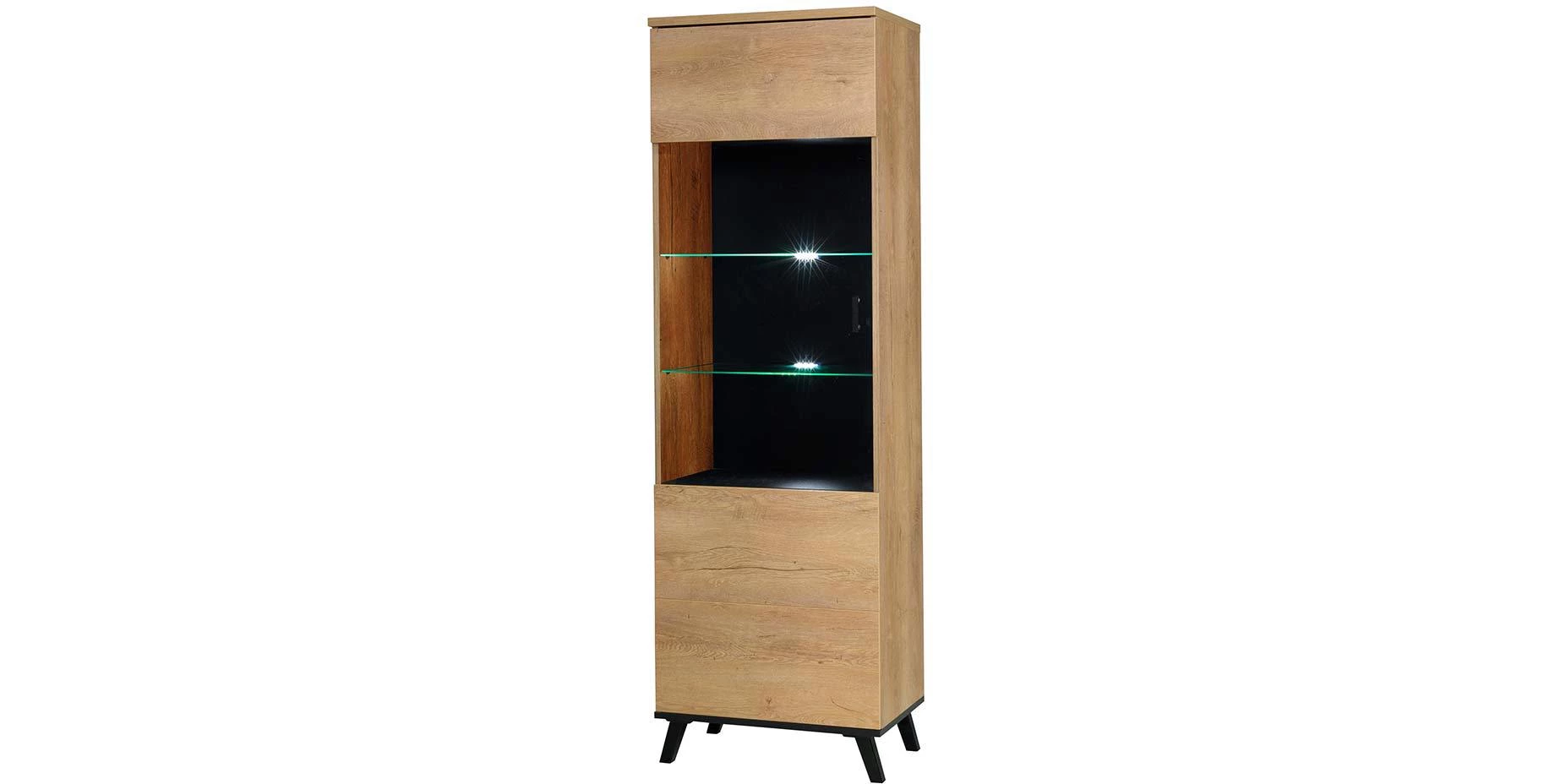 John II uska vitrina 1 vrata 61x42x191 cm hrast/crna