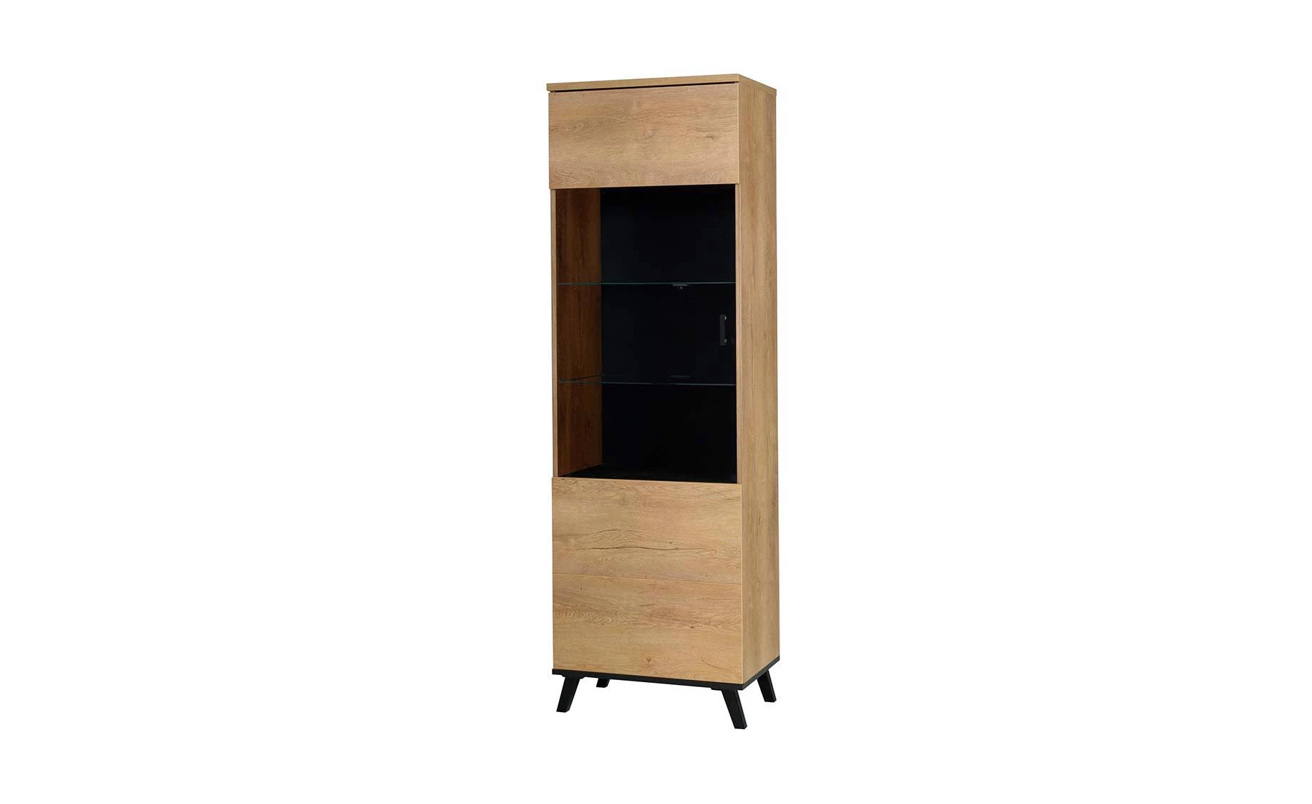 John II uska vitrina 1 vrata 61x42x191 cm hrast/crna
