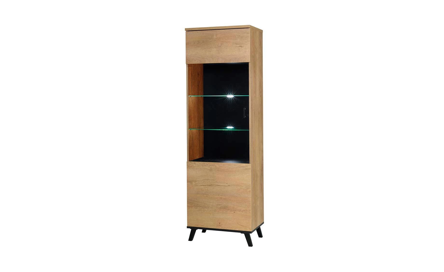 John II uska vitrina 1 vrata 61x42x191 cm hrast/crna