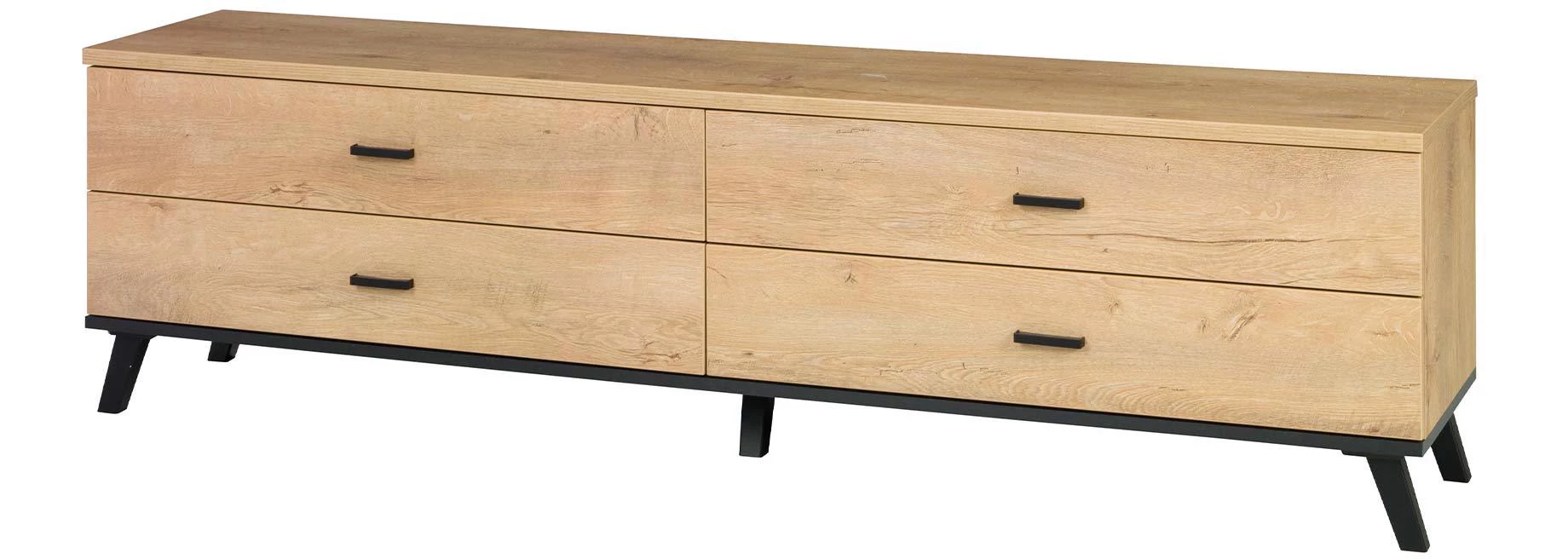 John II tv komoda 4 fioke 181x40x84 cm hrast/crna
