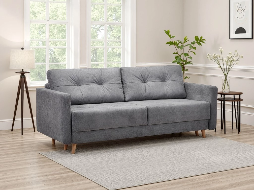 Scandi trosed sa ležajem i prostorom za odlaganje 218x92x91 cm siva