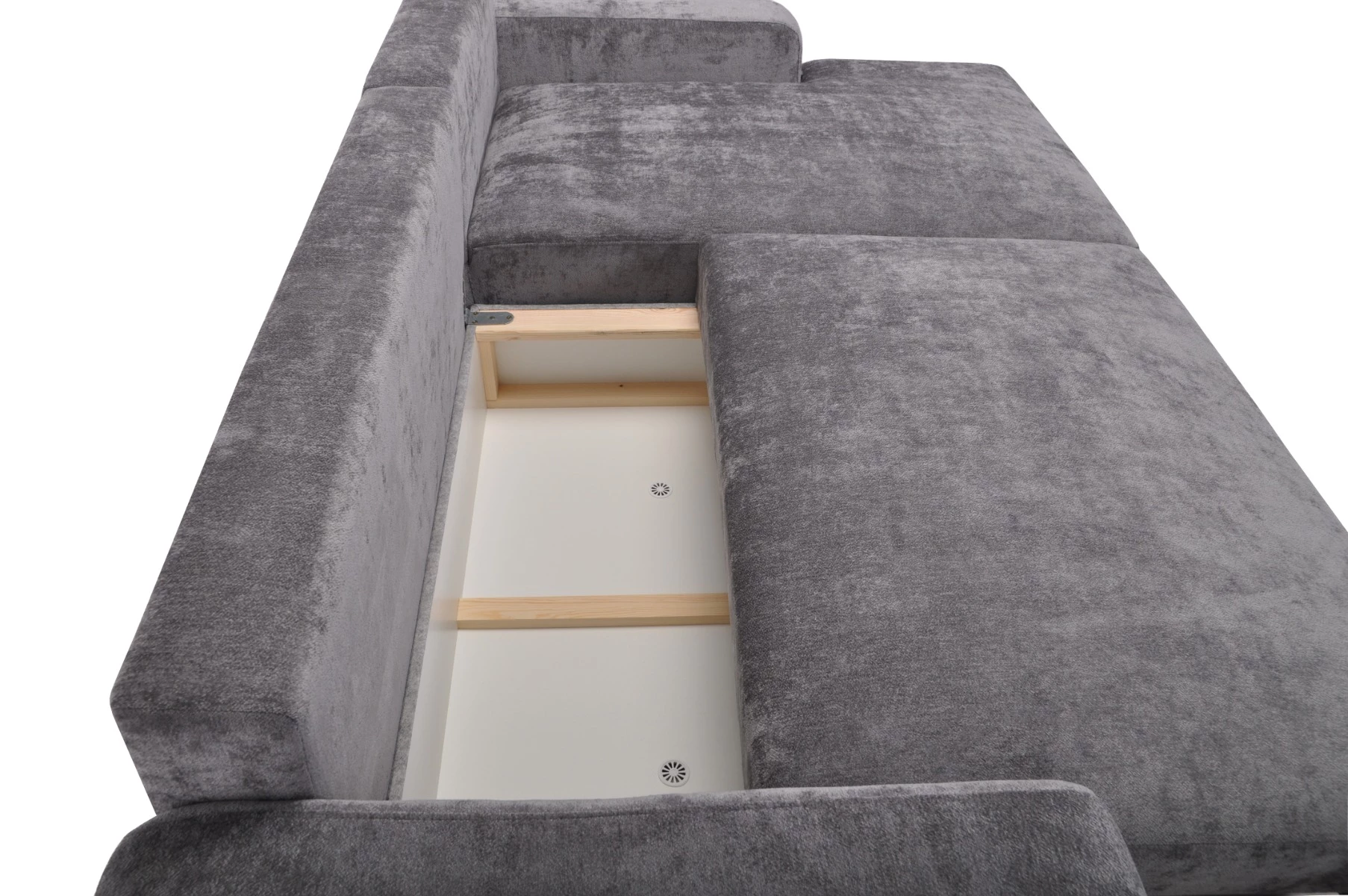 Side ugaona garnitura sa ležajem i prostorom za odlaganje 237x147x85 cm siva desna