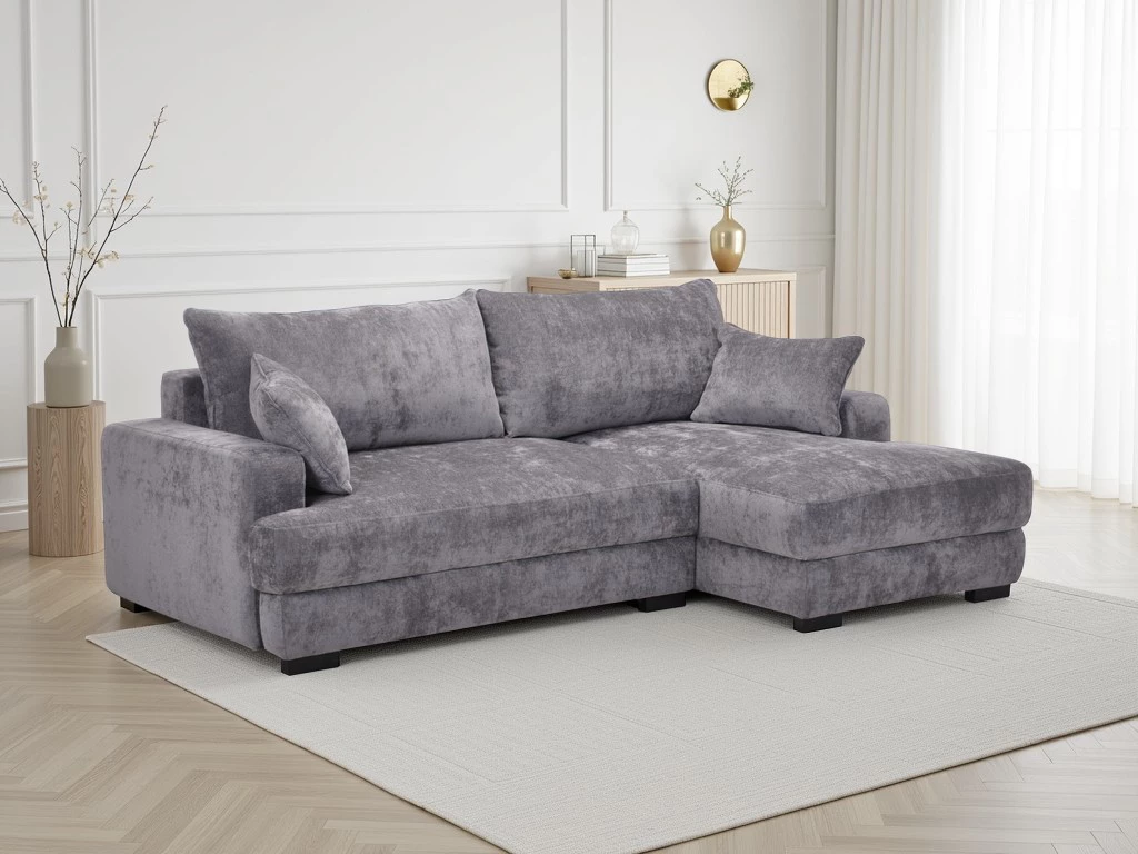 Side ugaona garnitura sa ležajem i prostorom za odlaganje 237x147x85 cm siva desna