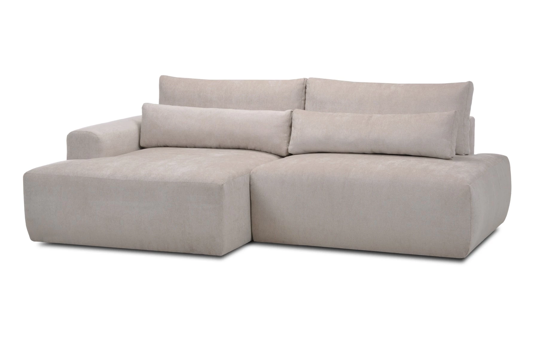 Syrenne kutna garnitura s ležajem i spremnikom 246x152x87 cm bež lijeva