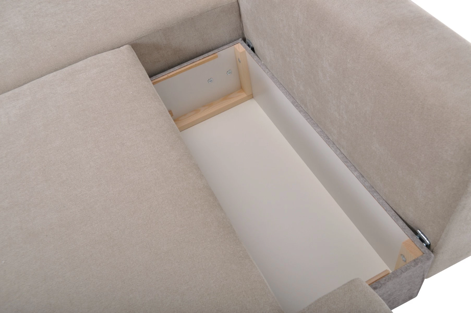 Syrenne kutna garnitura s ležajem i spremnikom 246x152x87 cm bež lijeva