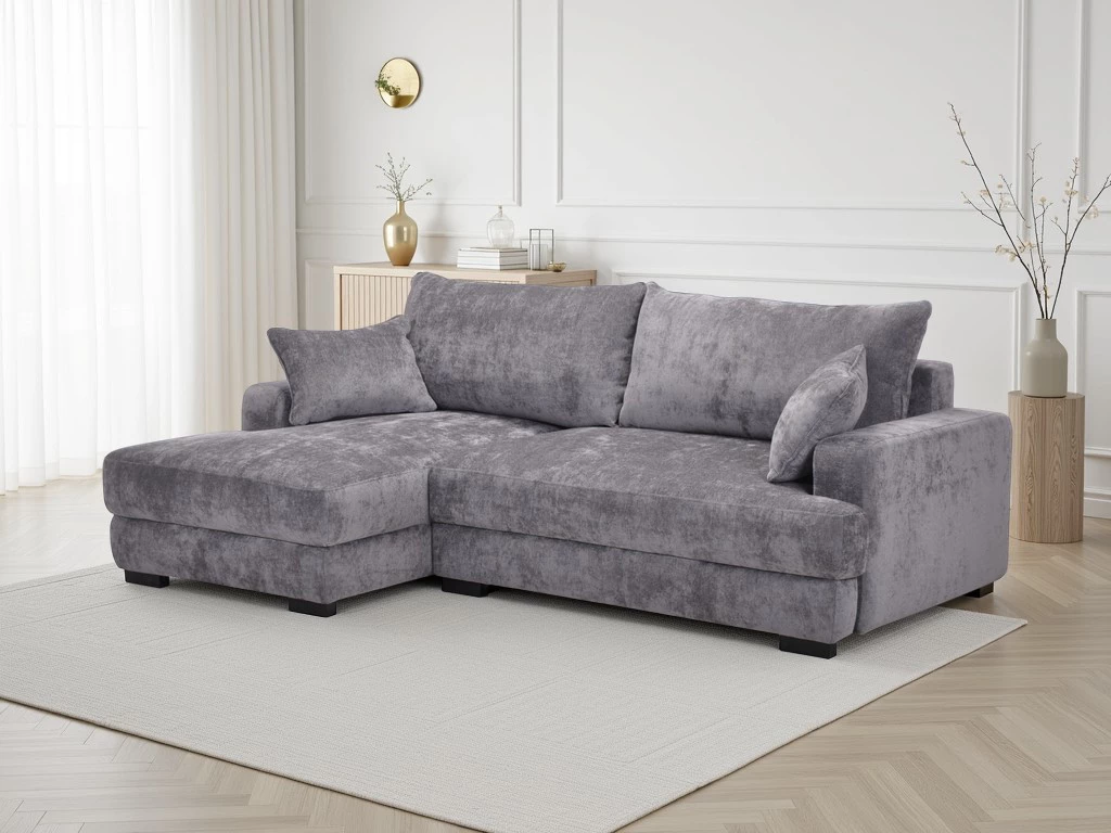 Side ugaona garnitura sa ležajem i prostorom za odlaganje 237x147x85 cm siva leva