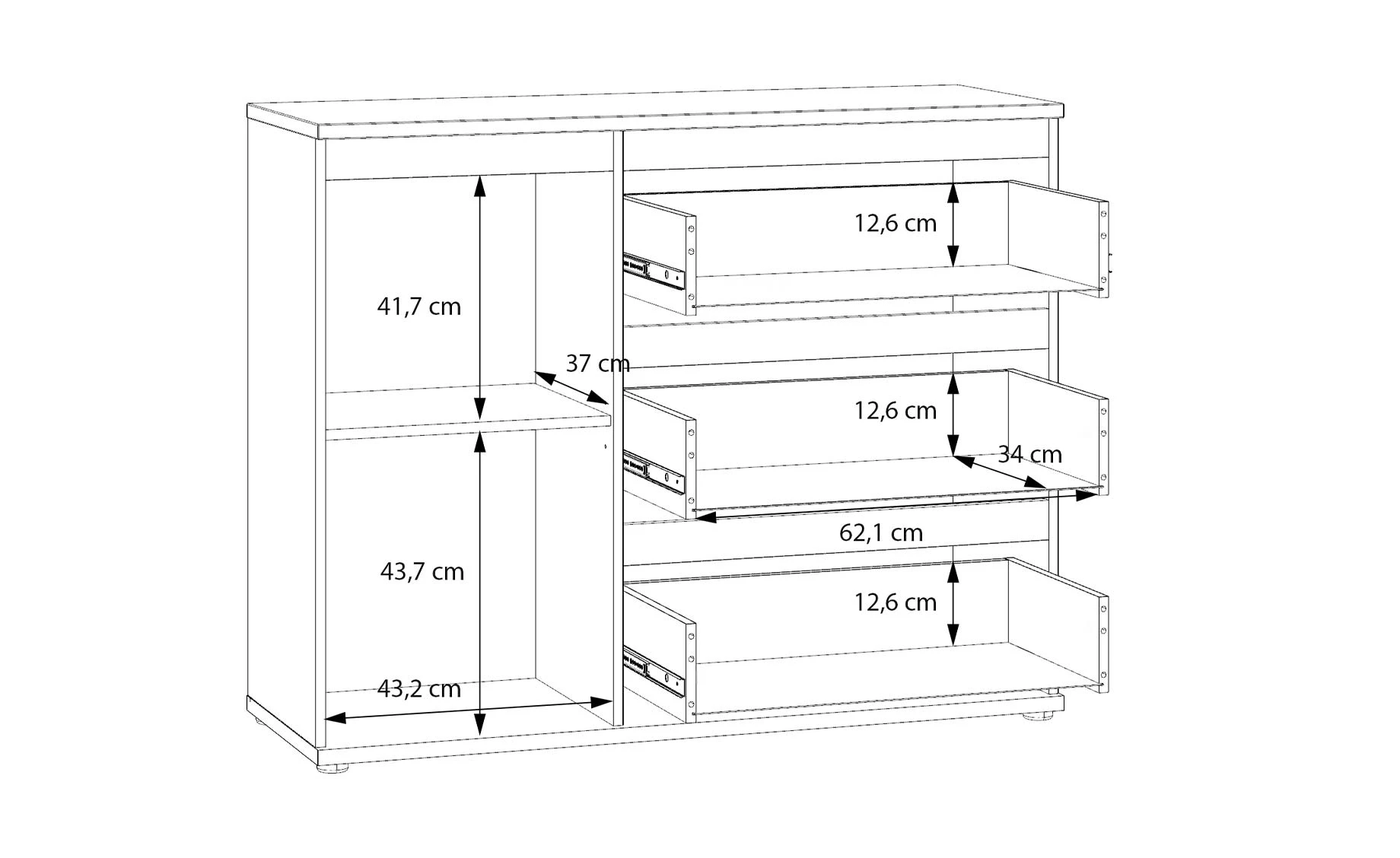 Collet komoda 115x41x93 cm oak/sand
