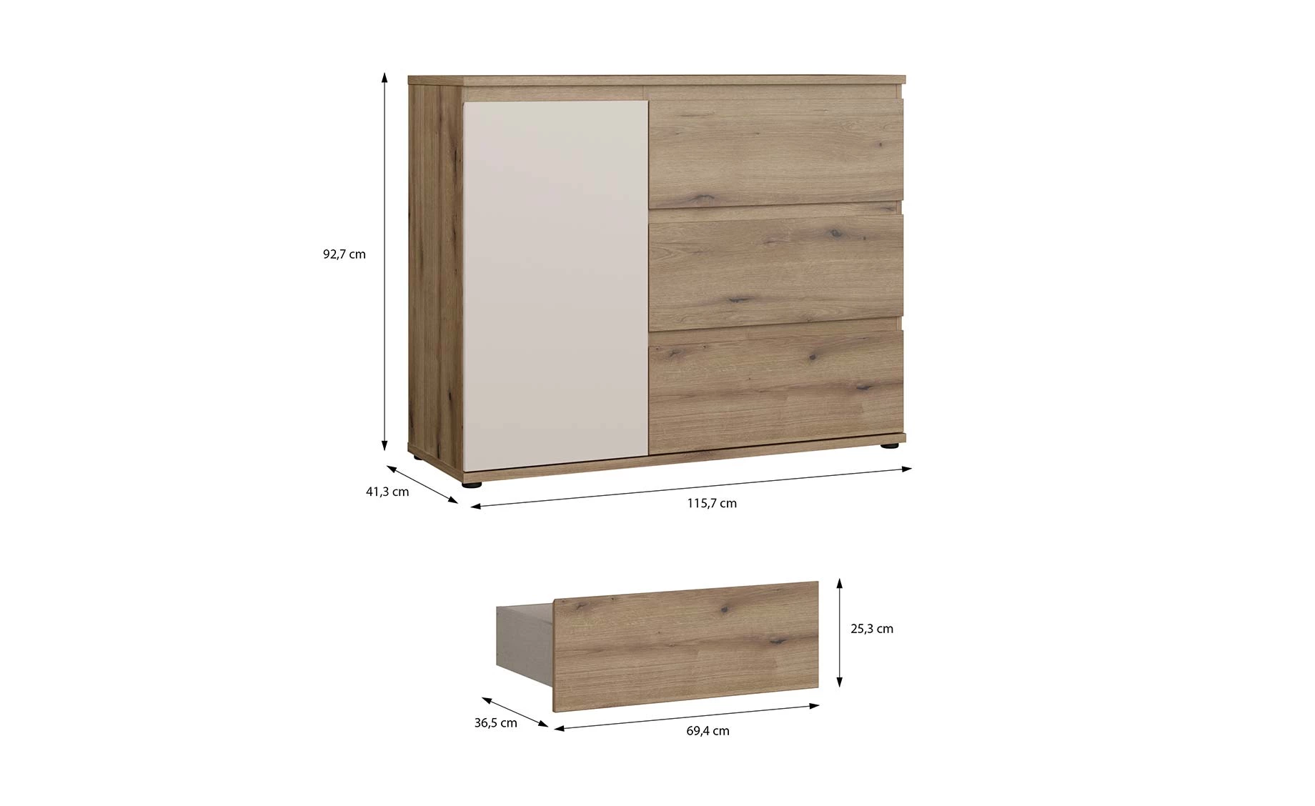Collet komoda 115x41x93 cm oak/sand