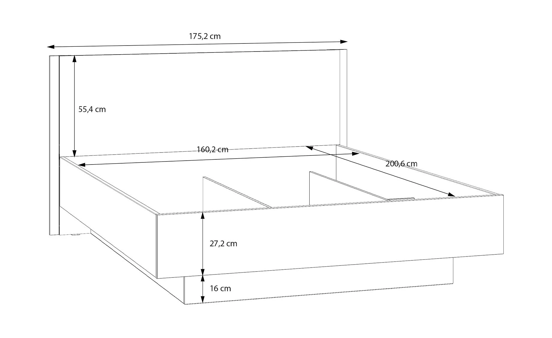 Collet krevet podnica/spremnik 160x200 cm oak/sand