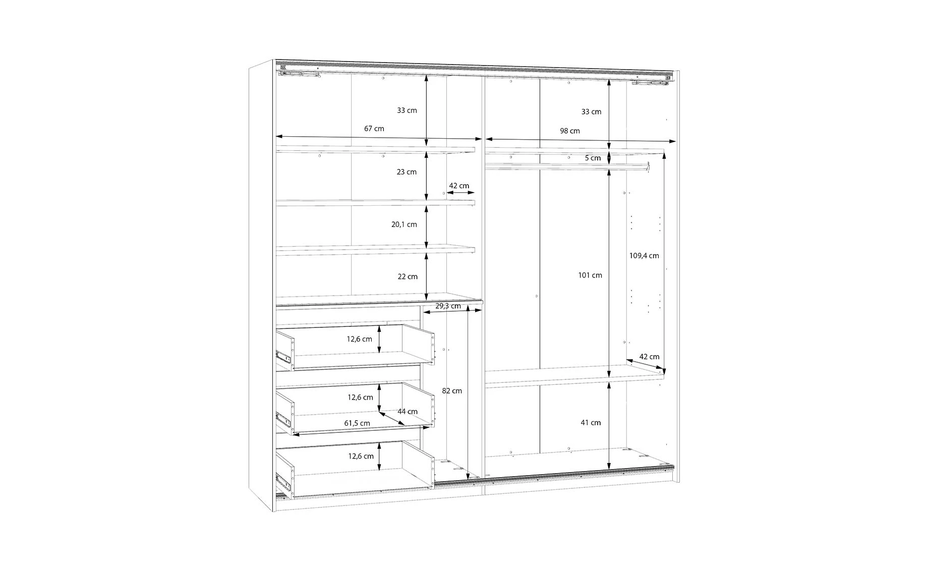 Collet klizni ormar 200x61x200 cm oak/sand